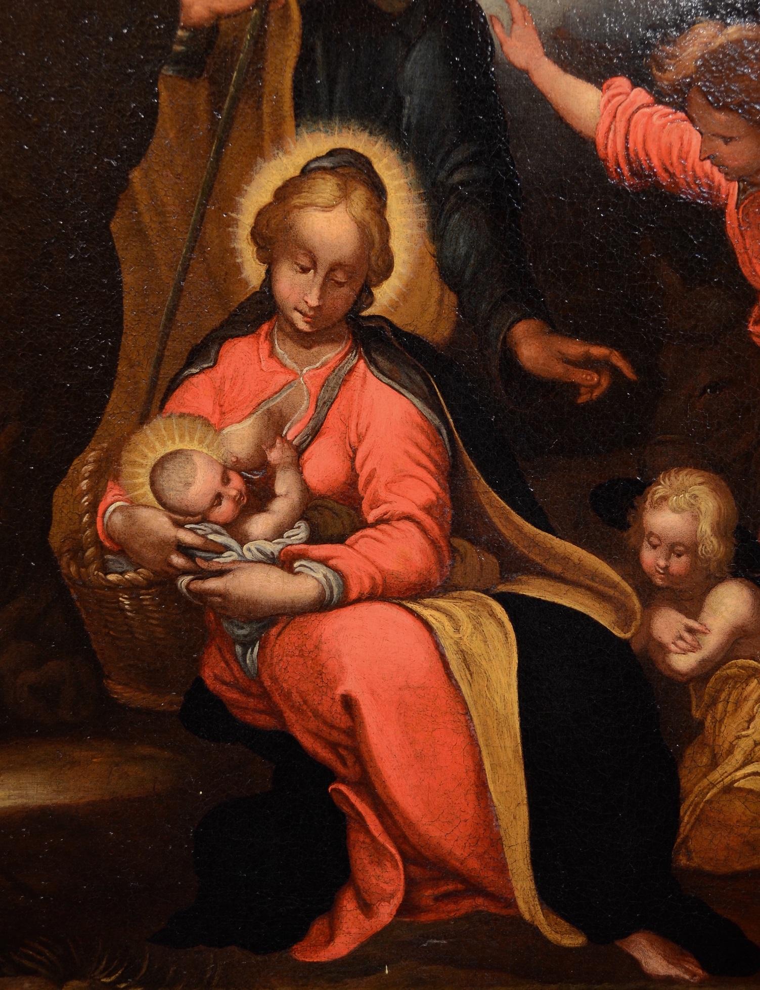 Holy Family Paint Oil on canvas Old master 17th Century Roma school Italy Art - Old Masters Painting by Unknown
