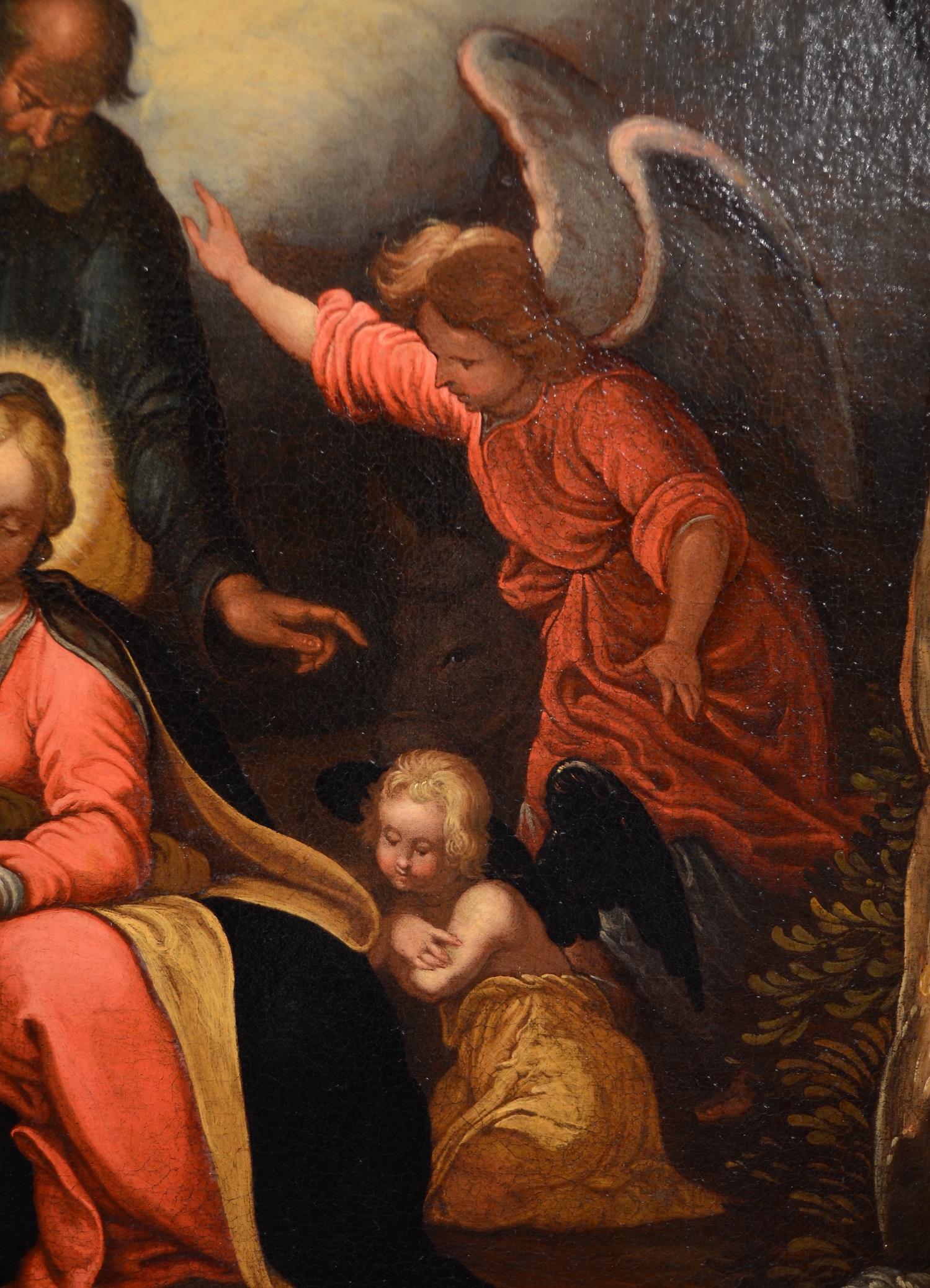 Holy Family Paint Oil on canvas Old master 17th Century Roma school Italy Art 4