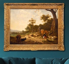 Paysage flamboyant vieux maître huile sur toile baroque Italie 17ème siècle de qualité