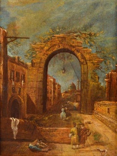 Capriccio Paint Oil on canvas 19th Century Italy Venezia Art Baroque Guardi