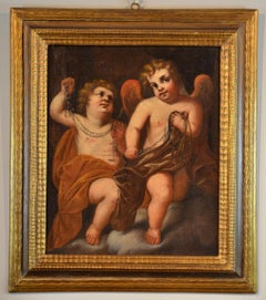 Winged Putti Paint Oil on canvas Baroque 17th Century Mitological Michelangelo 