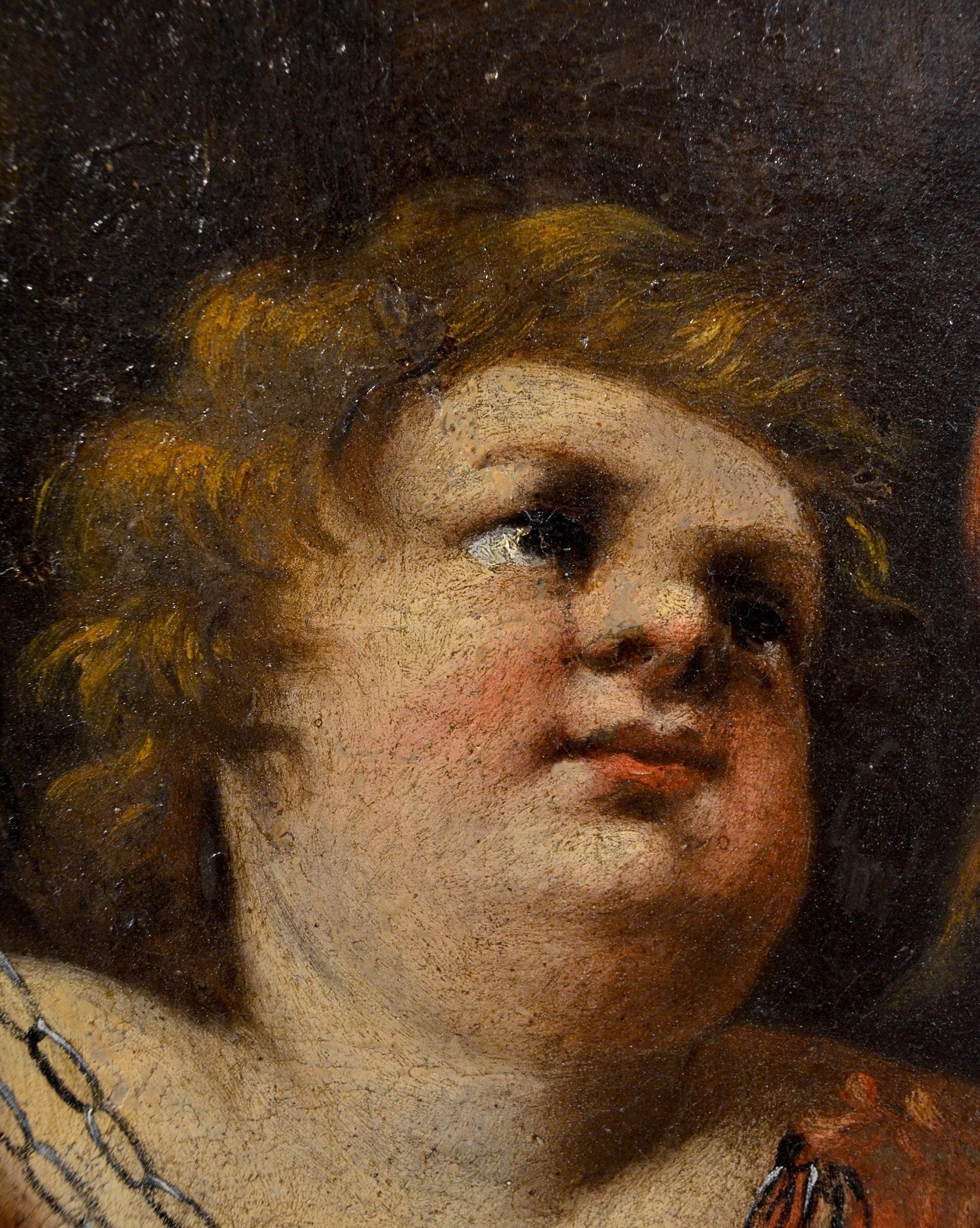 Peinture à l'huile sur toile de putti ailés baroque du XVIIe siècle - Michel-Ange Mitologique  en vente 10