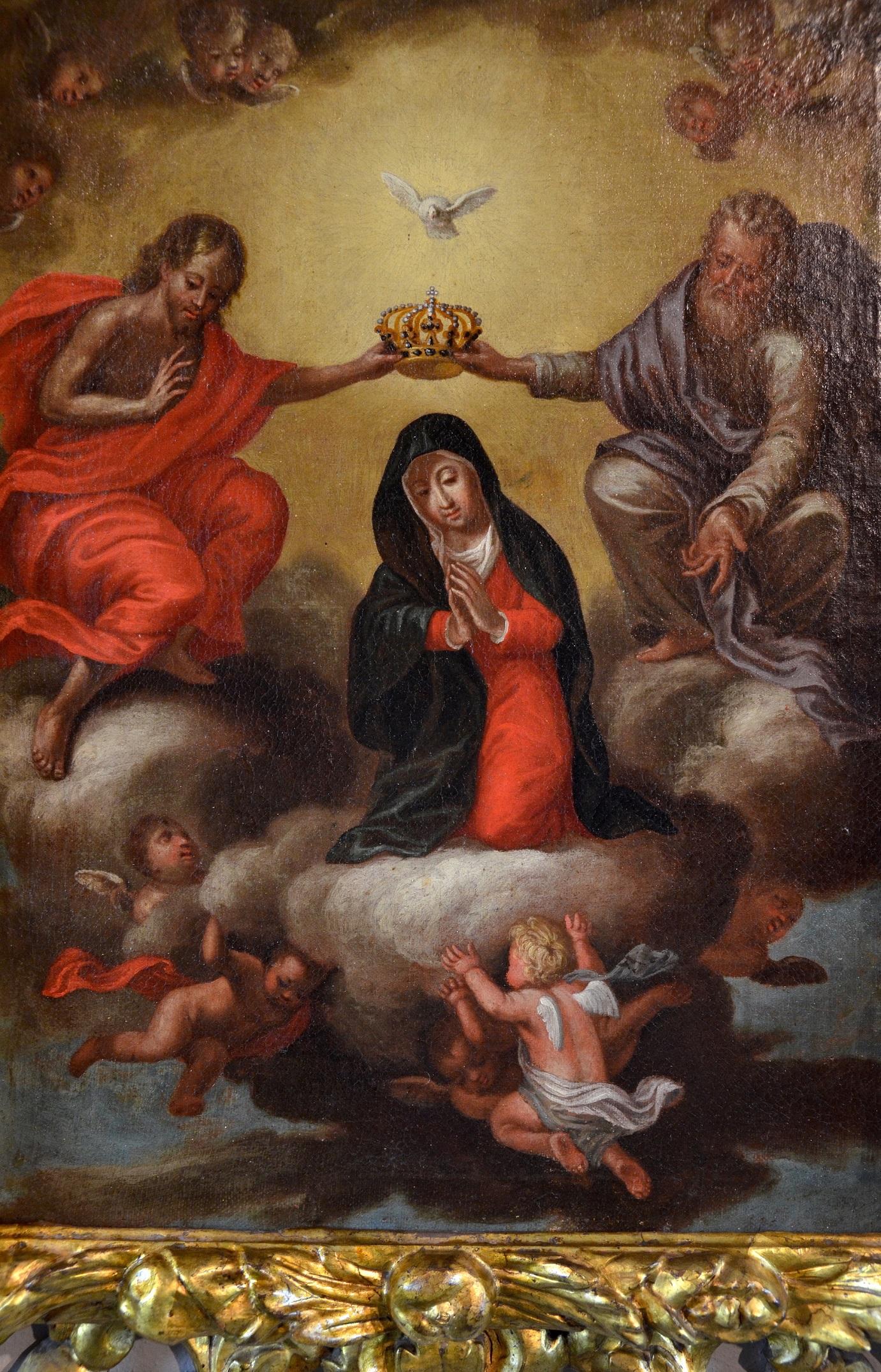Coronation Virgin Paint Oil on canvas Italy Schedoni Old master Michelangelo - Old Masters Painting by Workshop of Bartolomeo Schedoni (Modena 1578 - Parma 1615)