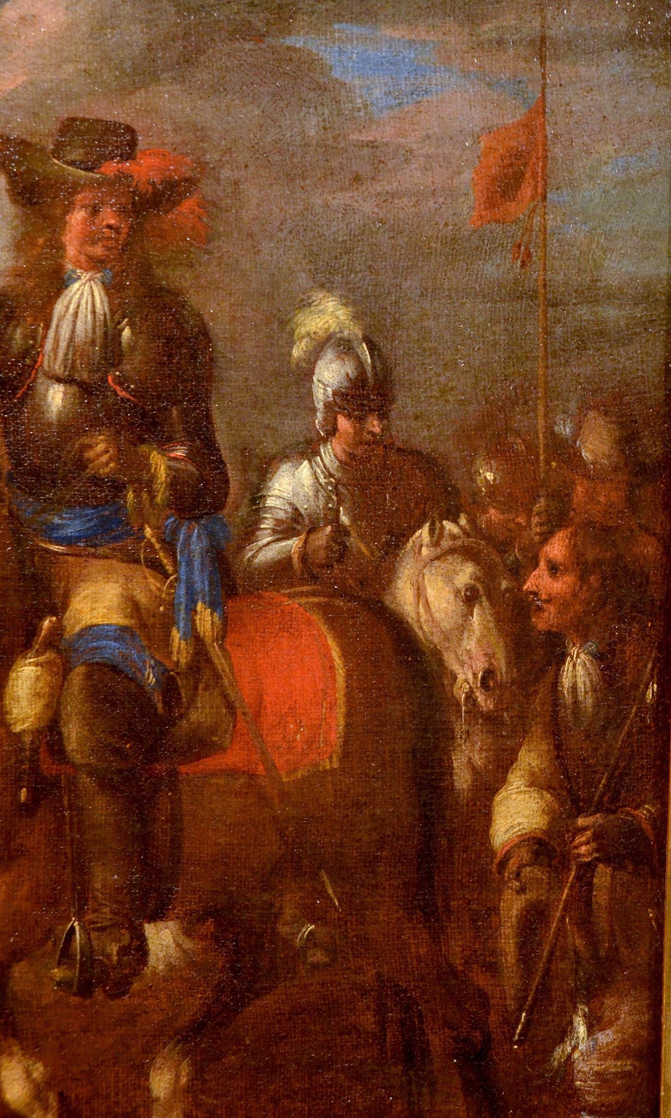 Knights Battle Paint Öl auf Leinwand 17/18th Century Italien Landschaft Alter Meister 4