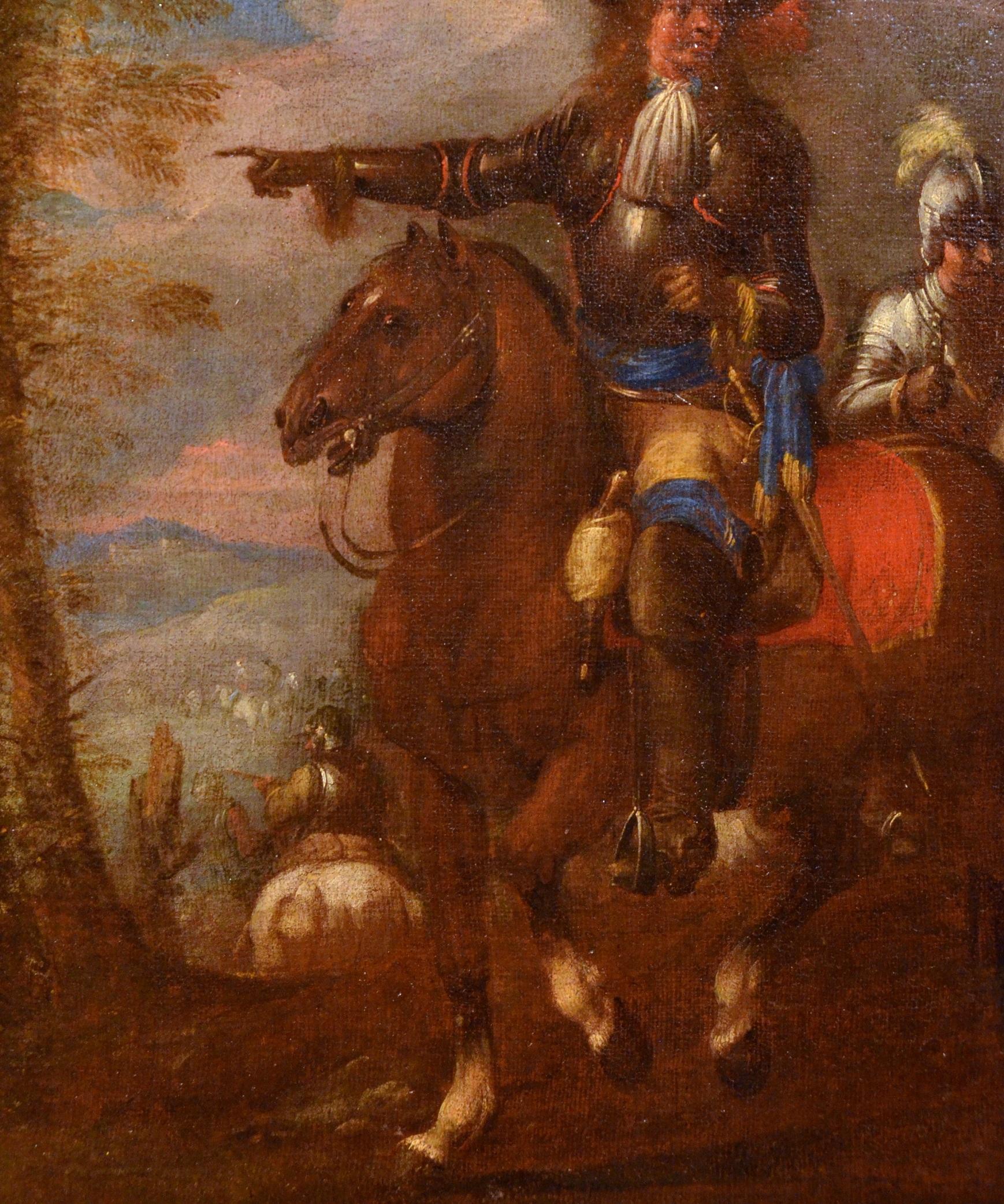 Knights Battle Paint Oil on canvas 17/18th Century Italy Landscape Old master 3