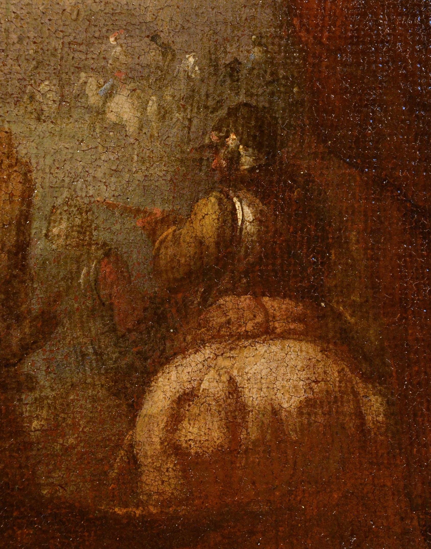 Knights Battle Paint Öl auf Leinwand 17/18th Century Italien Landschaft Alter Meister 12