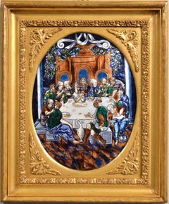 Paint Varnish on copper Late 18th Century France Religious Limoges Last dinner