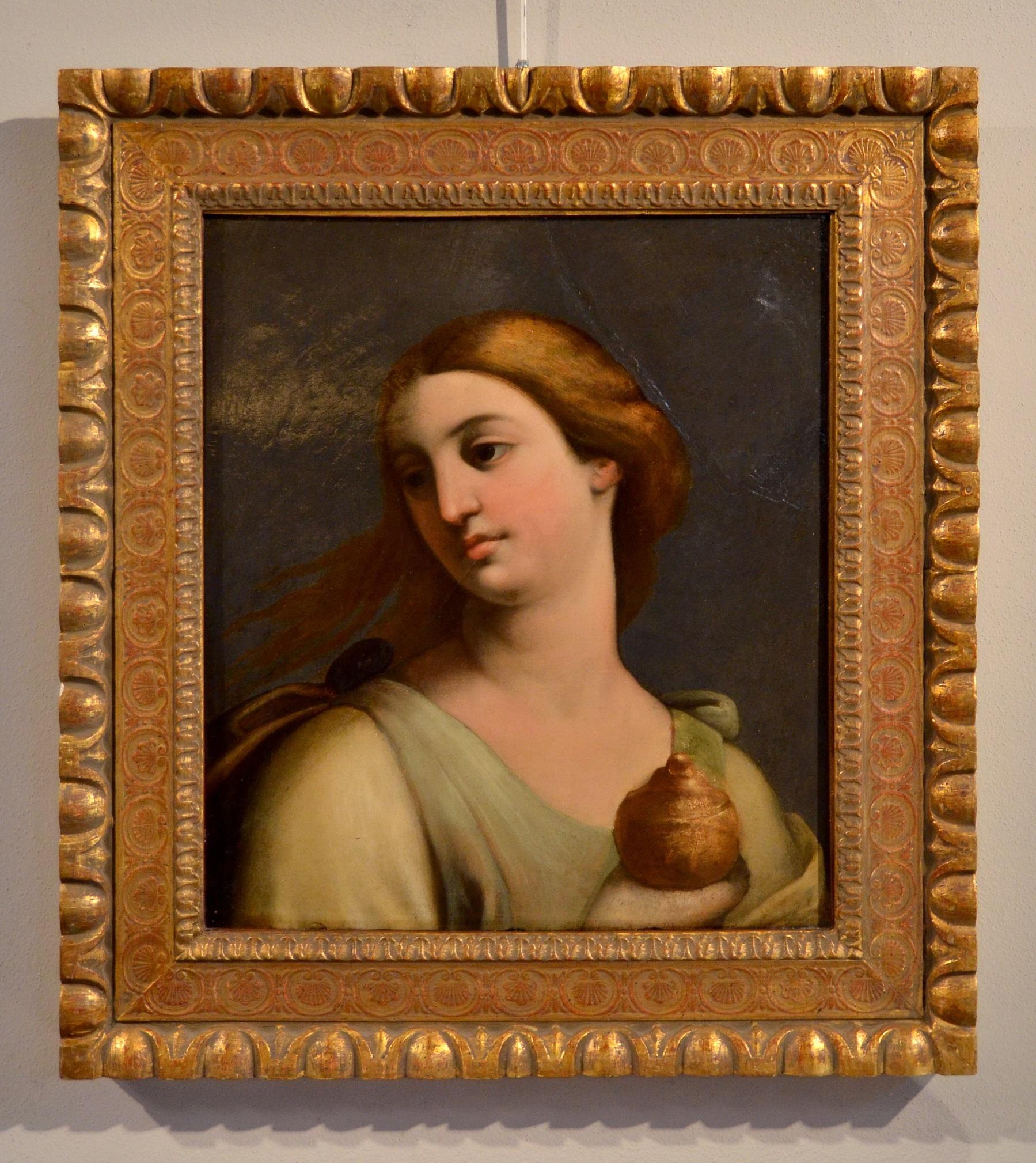Marie Madeleine Paint Oil on canvas 17th Century Old master Leonardo Italy Rome - Old Masters Painting by Circle Of Gian Domenico Cerrini