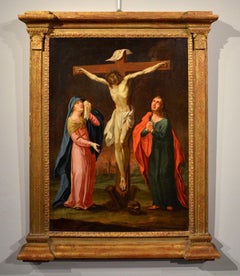 Christ Crucified Virgin Paint Oil on canvas 17th Century Flandre Religious Art