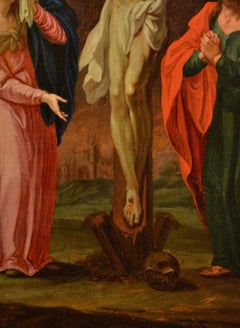 Christ Crucified Virgin Paint Oil on canvas 17th Century Flandre Religious Art