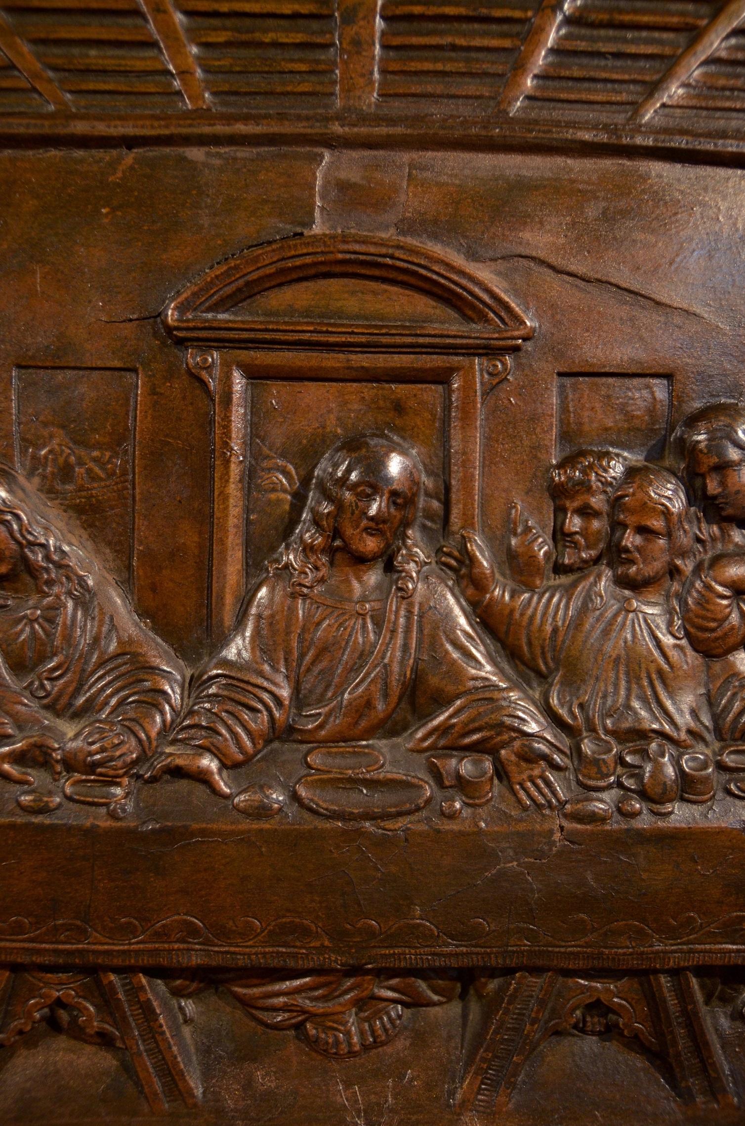 Last Supper Bas-relief Leonardo 18/19th Century Italy Sculpture Simil wood Art 5