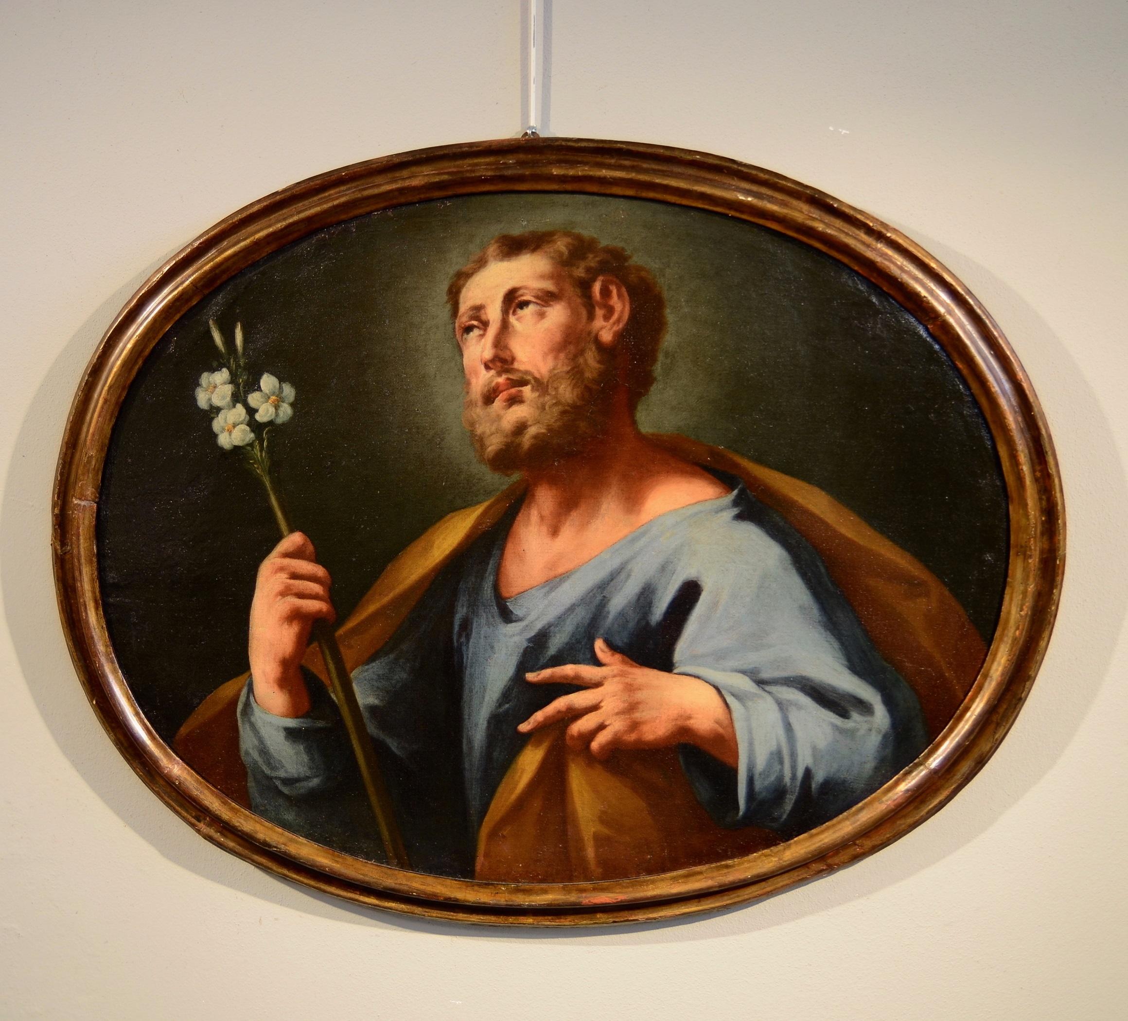 Saint Joseph Paint Oil on canvas De Mura Italy Baroque Art Quality 18th Century - Painting by École napolitaine du XVIIIe siècle