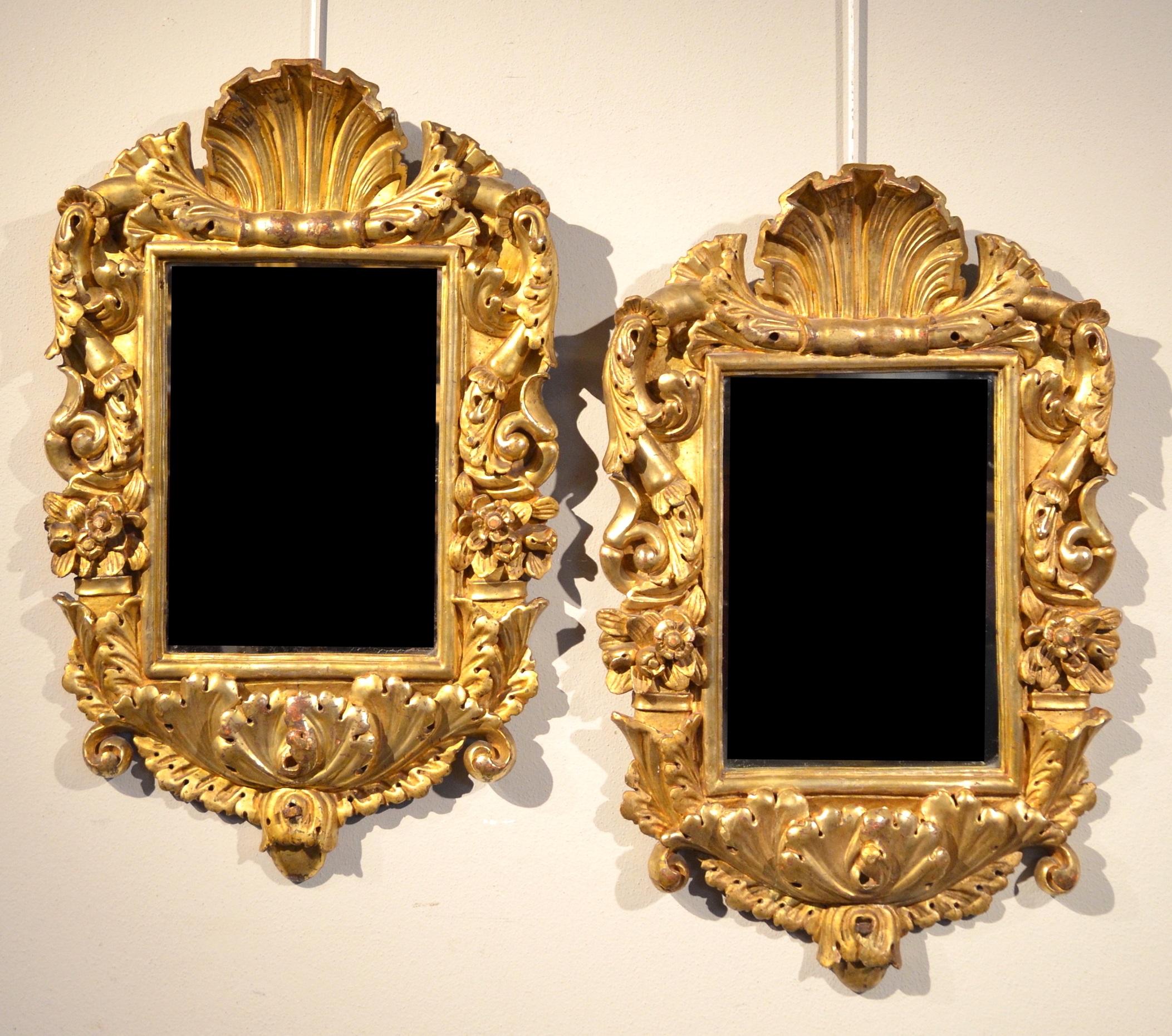 Mirrors Gold Wood 18th Century Italy Baroque Art Interior Design  - Sculpture by Genoa Around 1770