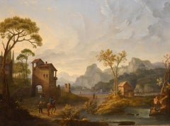 River Landscape Roman Countryside Paint Oil on canvas 18th Century Italy Art