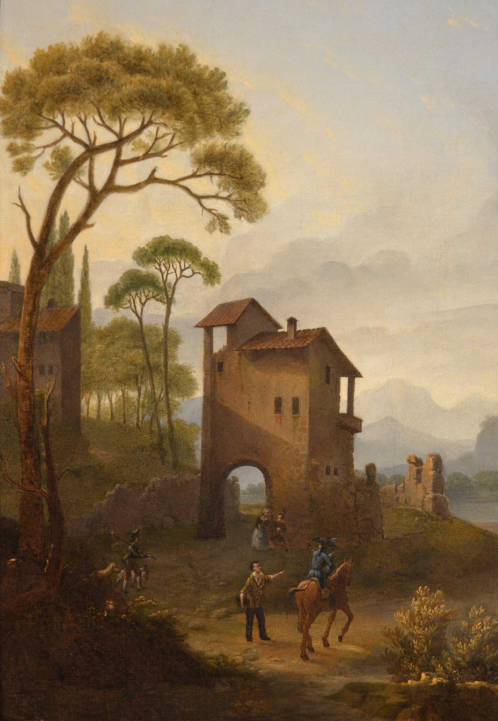 Italienische Flusslandschaft, römische Landschaft, Gemälde Öl auf Leinwand, 18. Jahrhundert, Kunst 2