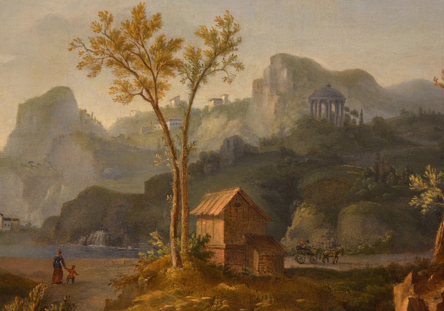 Italienische Flusslandschaft, römische Landschaft, Gemälde Öl auf Leinwand, 18. Jahrhundert, Kunst 3
