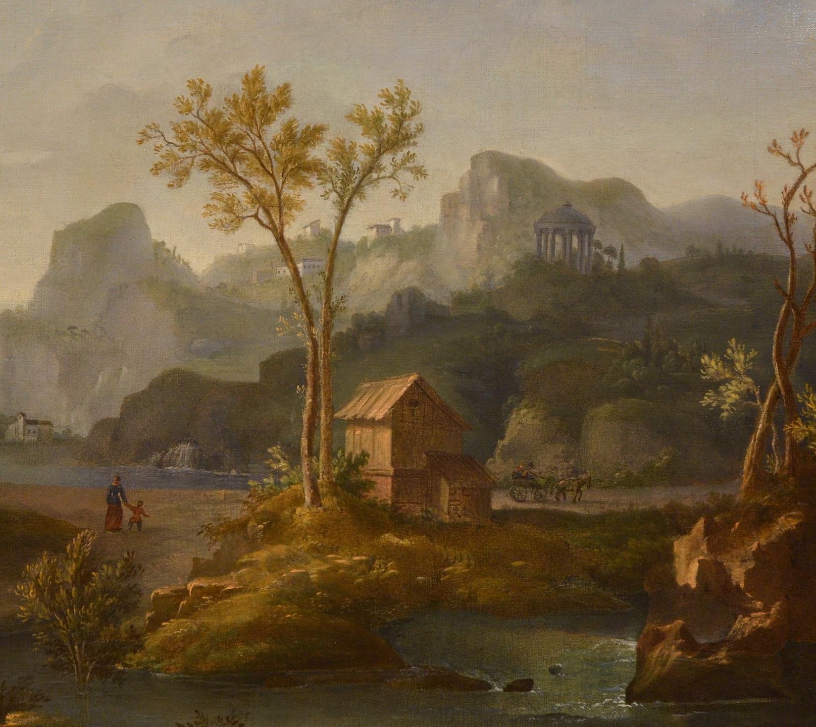 Italienische Flusslandschaft, römische Landschaft, Gemälde Öl auf Leinwand, 18. Jahrhundert, Kunst 8