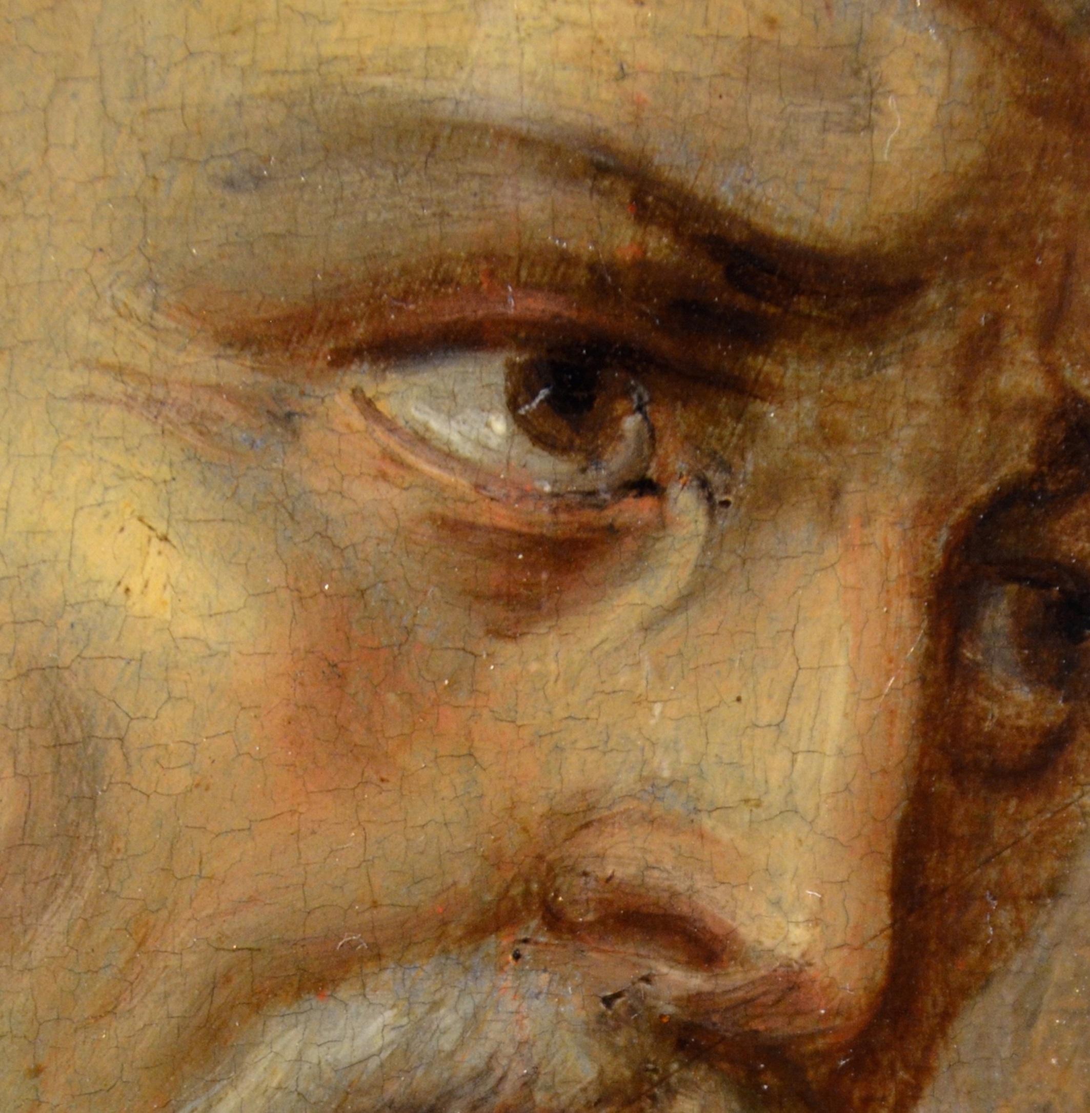 Bemalte religiöse Malerei aus dem 17. Jahrhundert, Öl auf Tafel, Heiliger Girolamo Leonardo, Italien  im Angebot 5