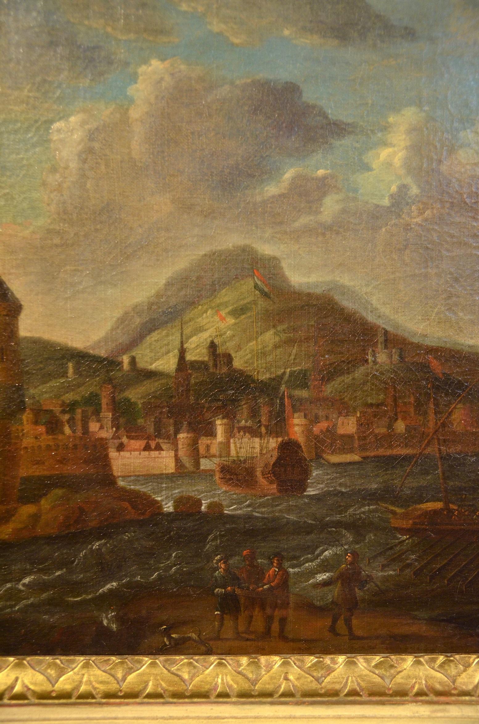 Peinture Huile sur toile 17ème siècle Italie Paysages méditerranéens Marina Flandre en vente 11