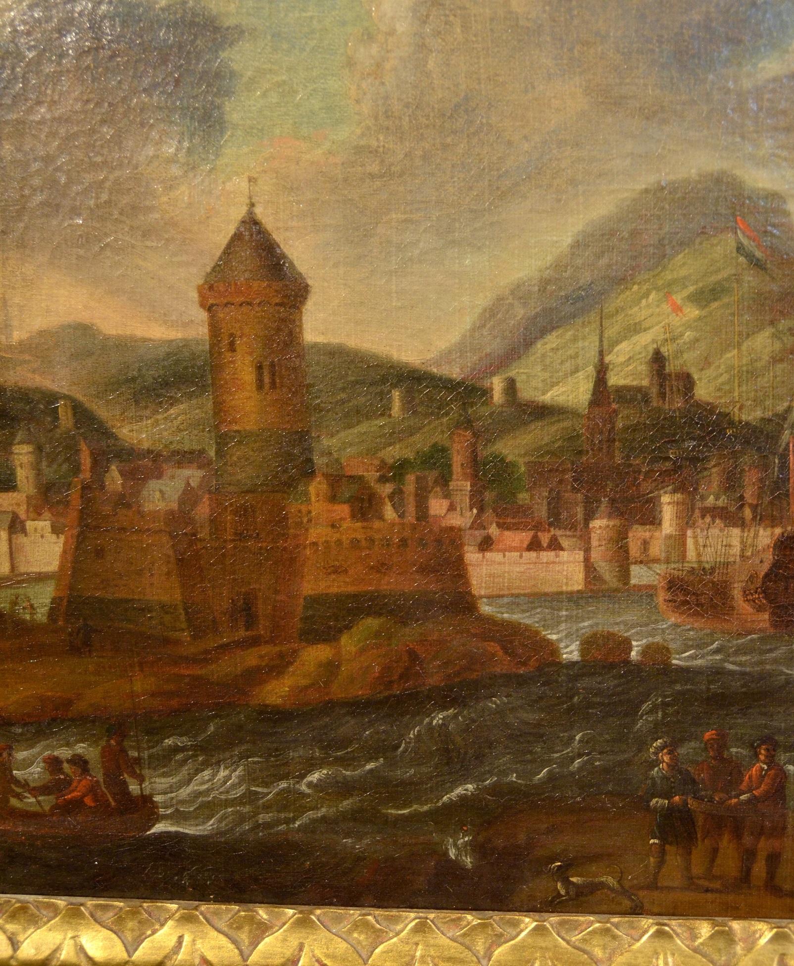 Peinture Huile sur toile 17ème siècle Italie Paysages méditerranéens Marina Flandre en vente 13
