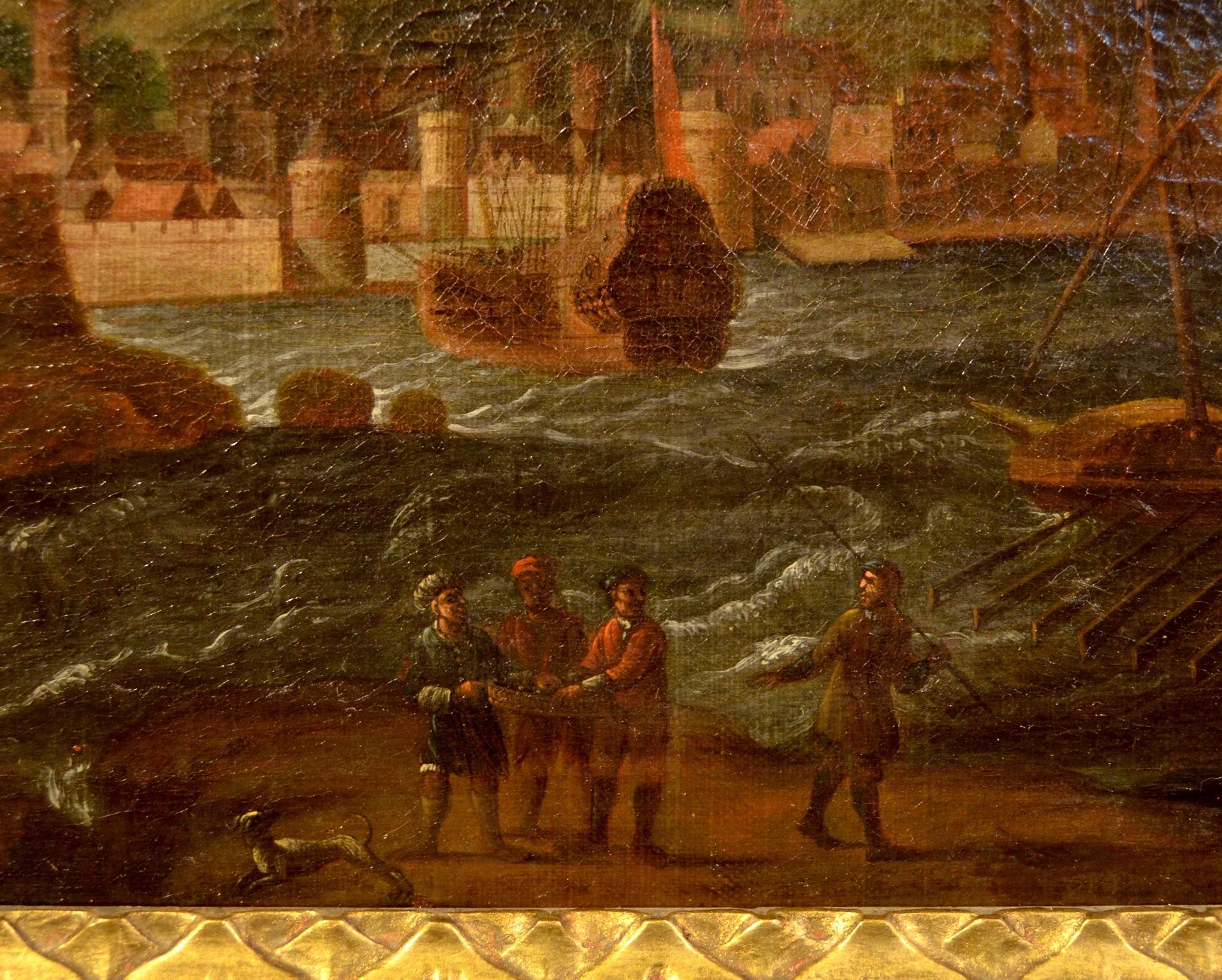 Peinture Huile sur toile 17ème siècle Italie Paysages méditerranéens Marina Flandre en vente 15
