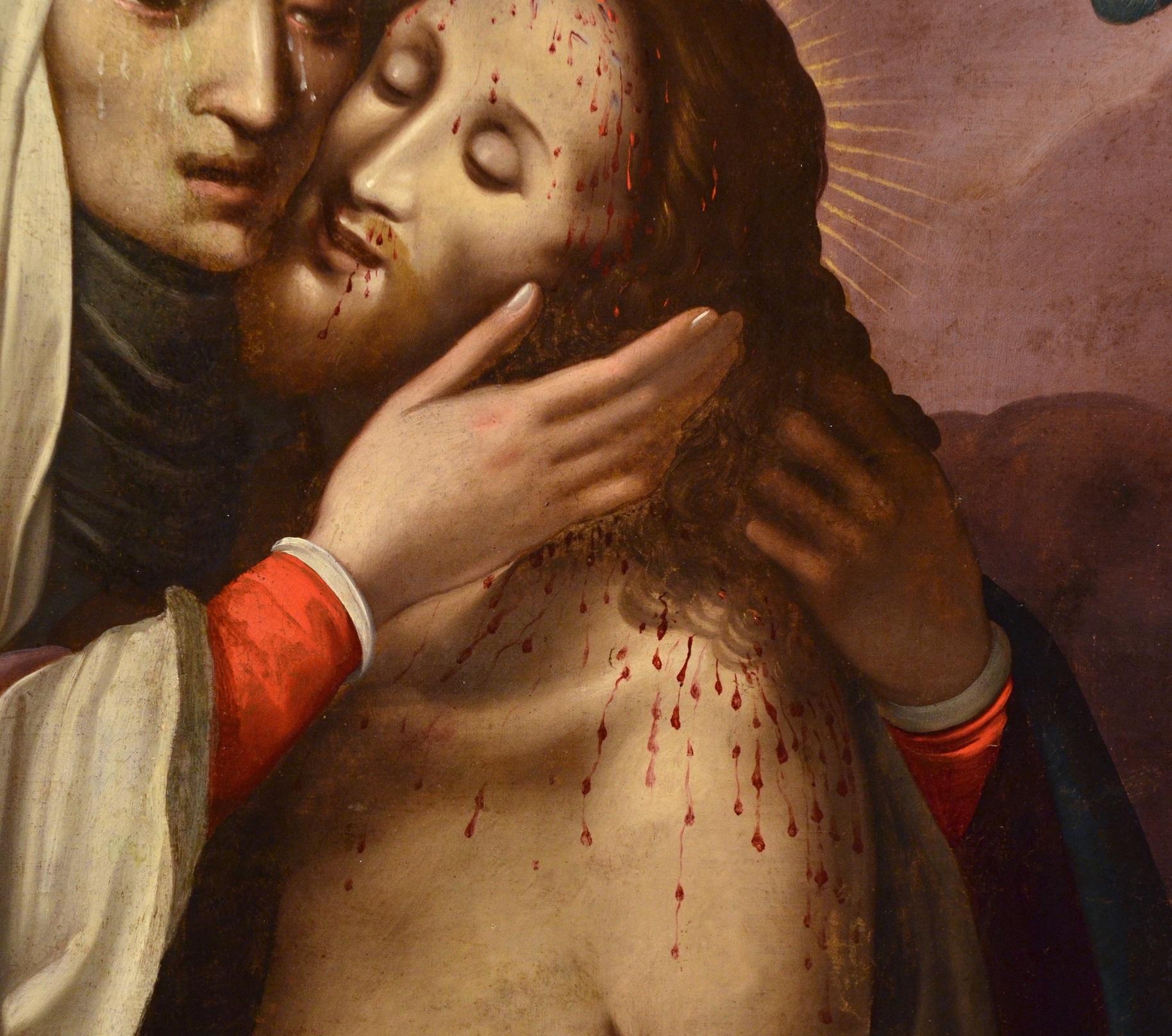 Piedad Querubines Pintura Óleo sobre lienzo Religiosa Roma Siglo XVI-XVII Miguel Ángel en venta 1