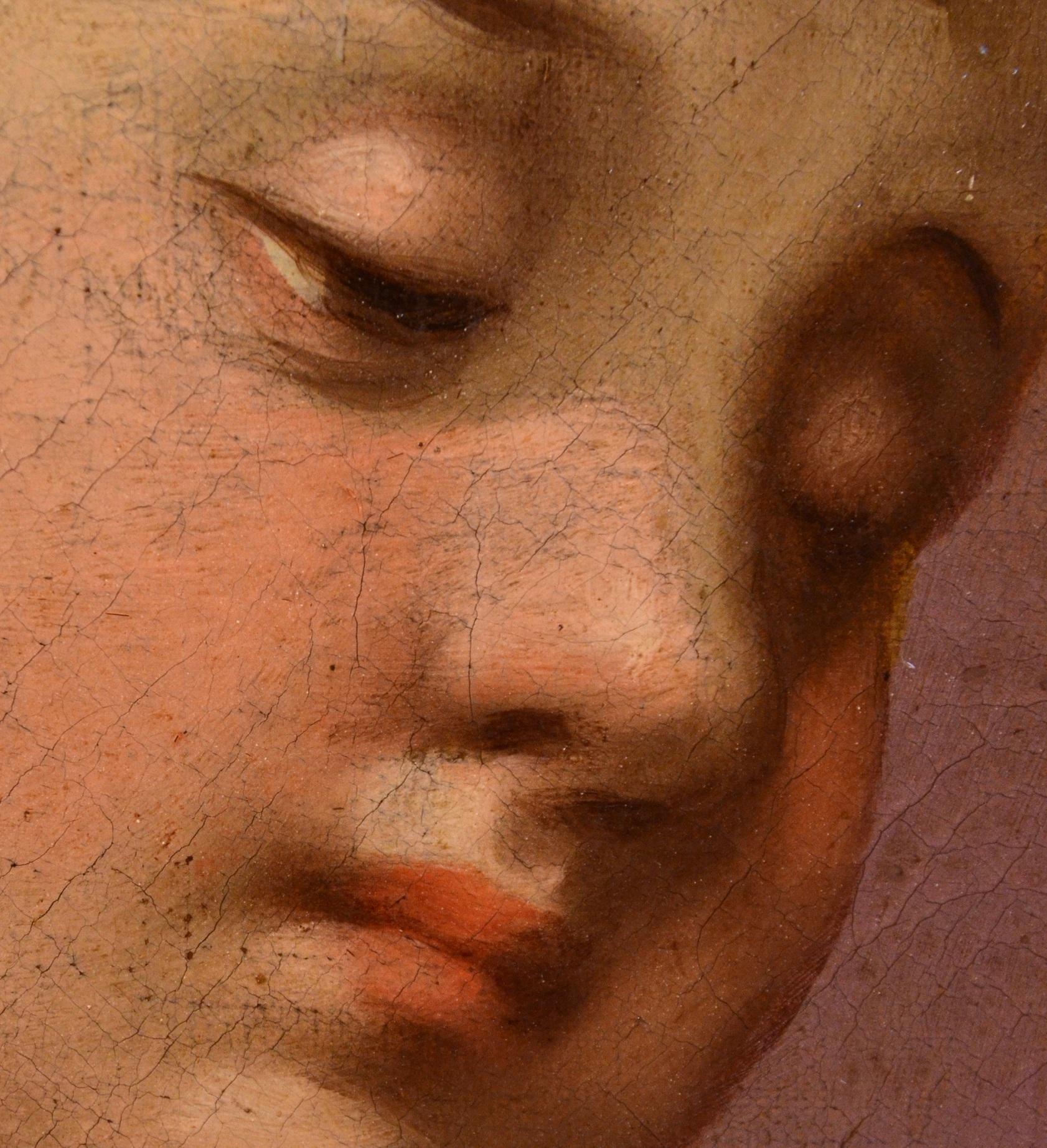 Pietà Cherubs Paint Oil on canvas Religious Rome 16/17th Century Michelangelo For Sale 3