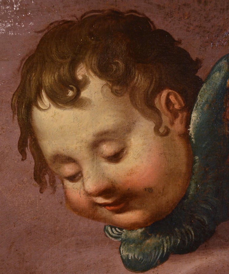 Pietà Cherubs Paint Oil on canvas Religious Rome 16/17th Century Michelangelo For Sale 7
