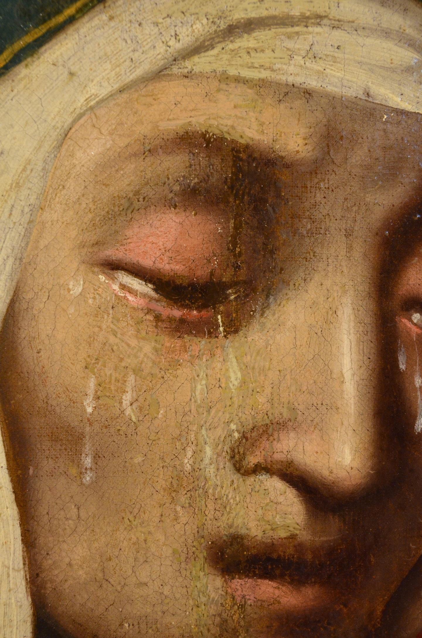 Pietà Cherubs Paint Oil on canvas Religious Rome 16/17th Century Michelangelo For Sale 12