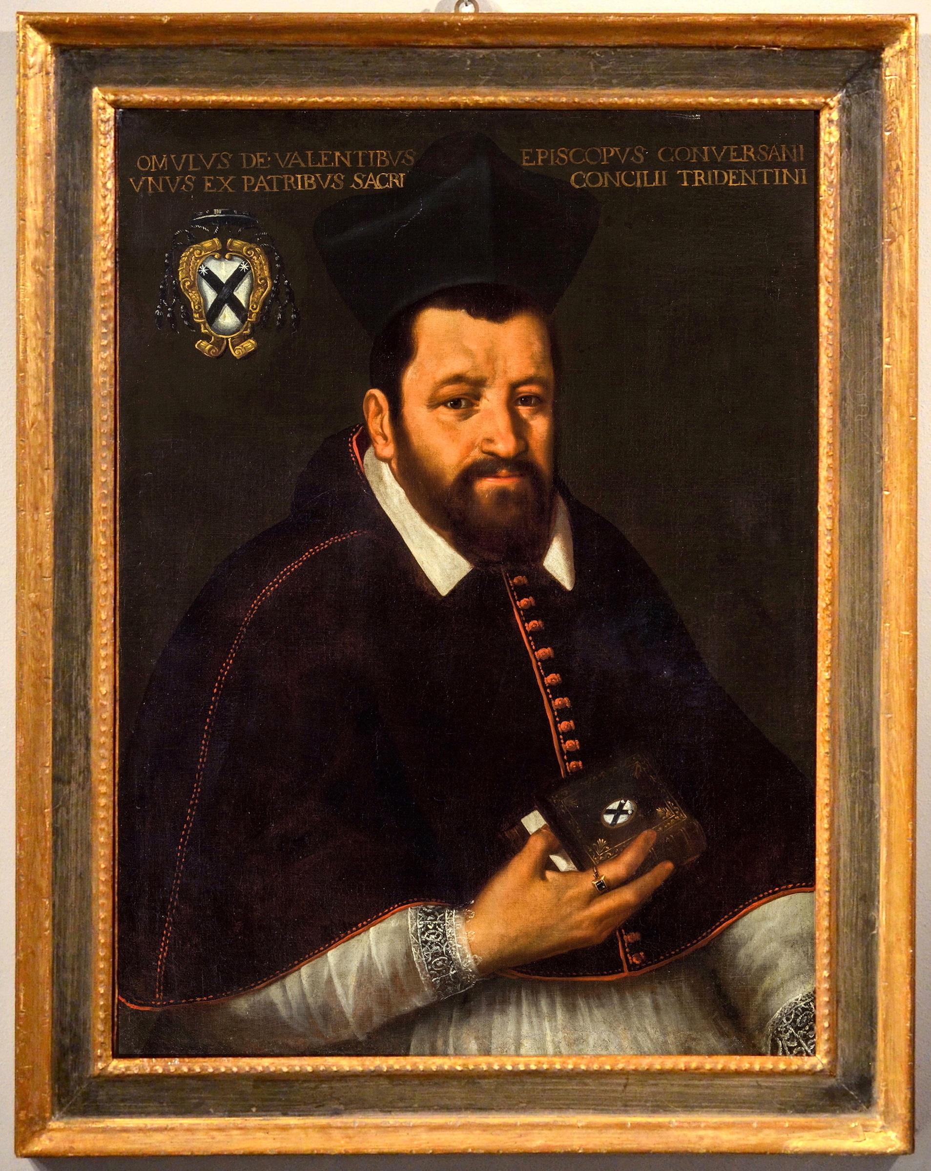 Portrait Paint Oil on canvas Bishop 16/17th Century Italy Raffaello Religious - Painting by Scipione Pulzone, known as Il Gaetano (Gaeta, 1544 - Rome, 1598), workshop of