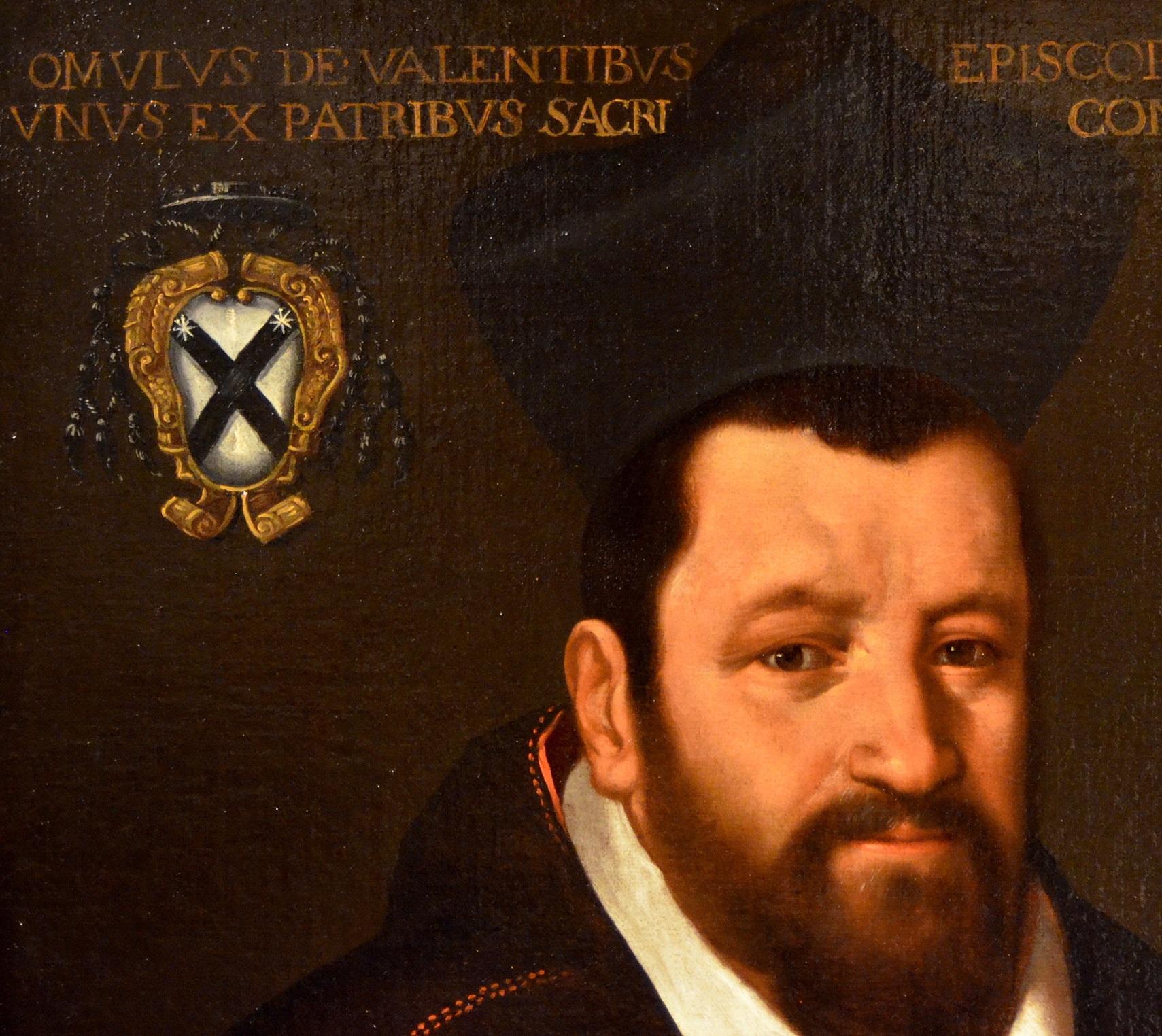 Portrait Paint Oil on canvas Bishop 16/17th Century Italy Raffaello Religious - Old Masters Painting by Scipione Pulzone, known as Il Gaetano (Gaeta, 1544 - Rome, 1598), workshop of