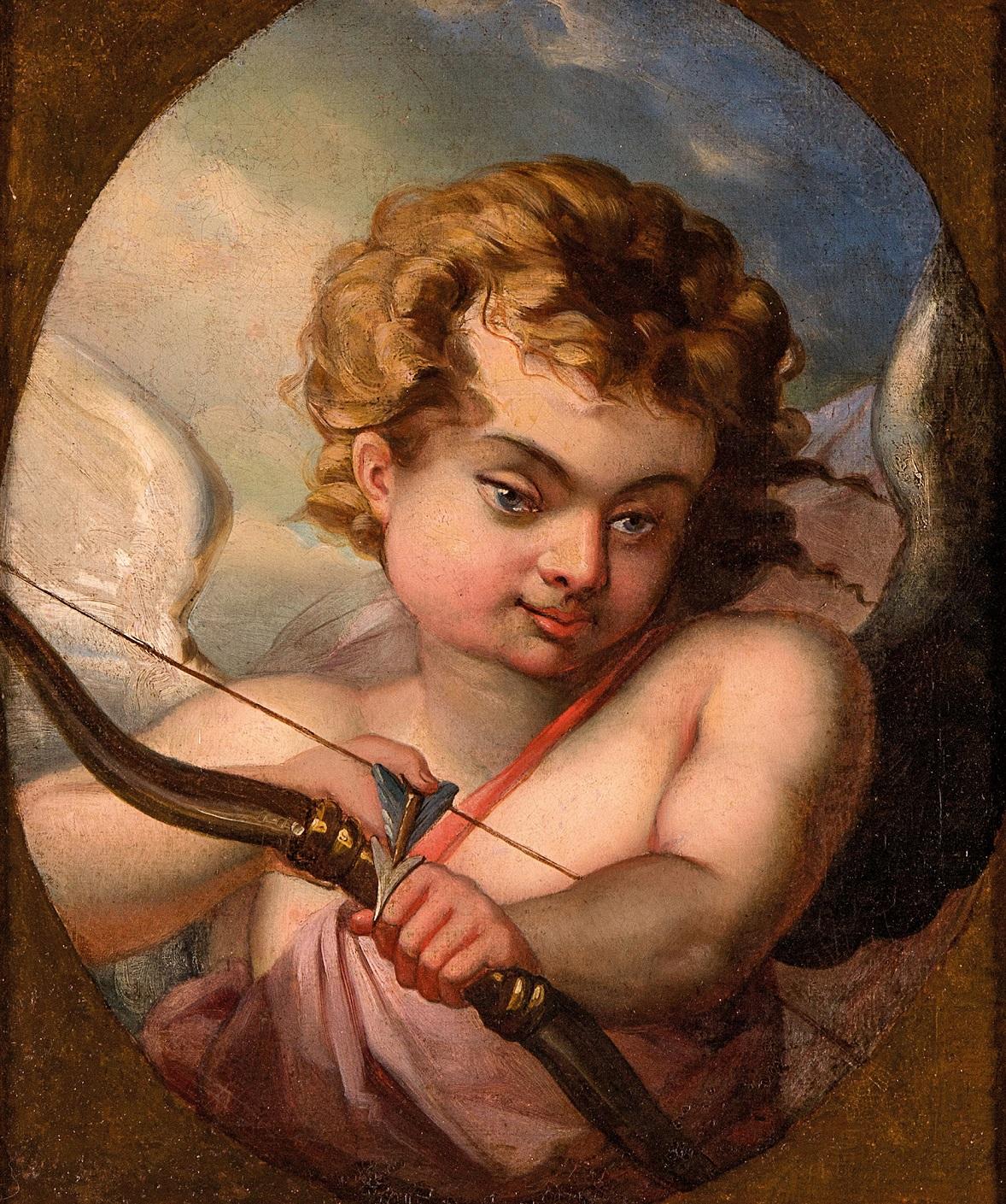 Cupido dipinto Olio su tela Francia Neo classicismo Arte Qualità Amore XVIII secolo