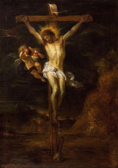 Crucifixion Christ Peinture Huile sur toile 17ème siècle Flandre Leonardo Van Dyck