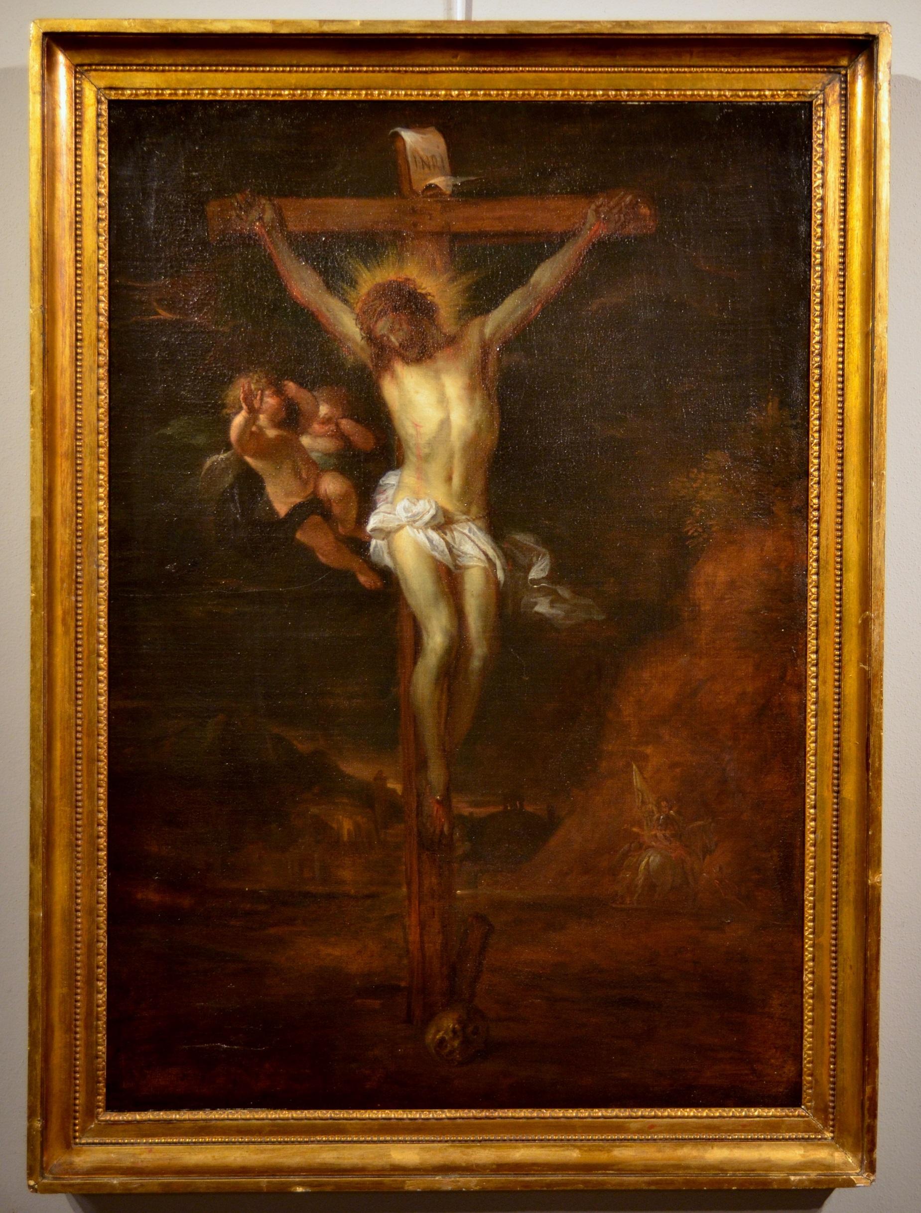 Crucifixion Christ Paint Oil on canvas 17th Century Flandre Leonardo Van Dyck - Painting by Thomas Willeboirts, known as Bosschaert (Bergen op Zoom 1613 - Antwerp 1654)