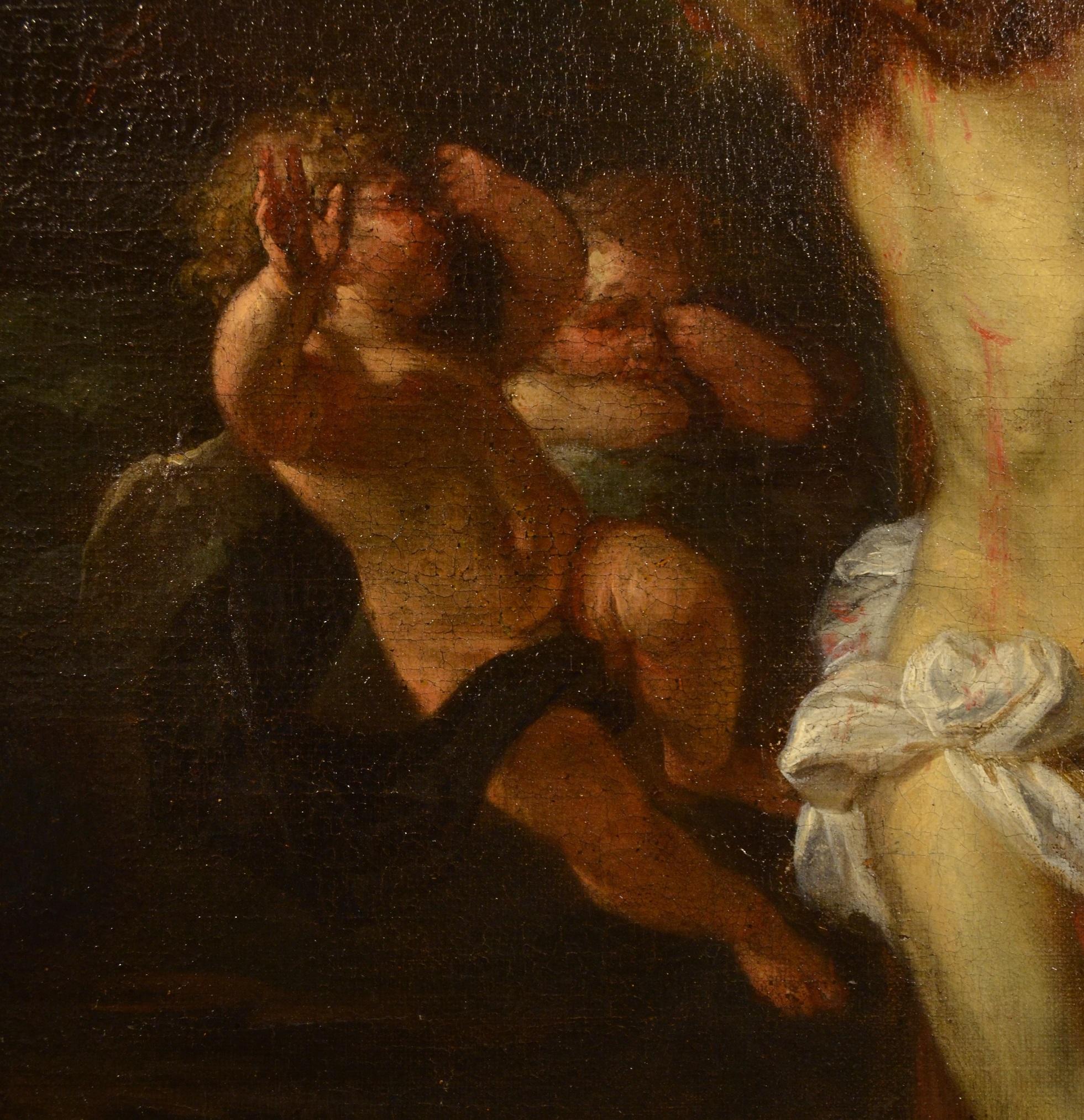 Crucifixion Christ Paint Oil on canvas 17th Century Flandre Leonardo Van Dyck - Old Masters Painting by Thomas Willeboirts, known as Bosschaert (Bergen op Zoom 1613 - Antwerp 1654)