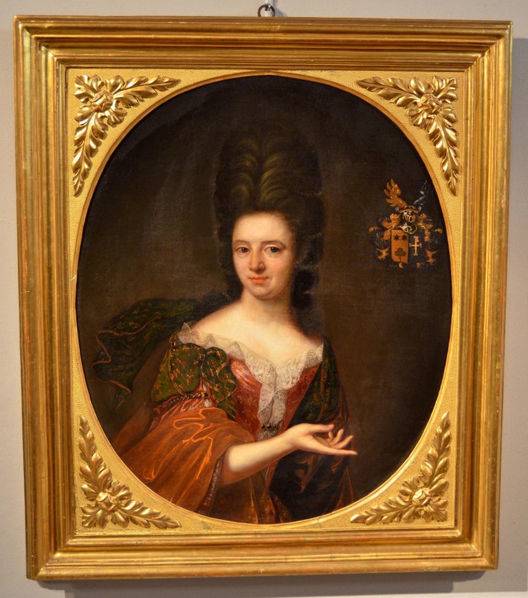 Painter active in Florence in the late 17th century
Antonio Domenico Gabbiani (Florence 1652 - 1726) attributable to
Portrait of a noble lady with patrician heraldic coat of arms (II / II)

Oil on canvas, 90 x 74 cm.
Framed 109 x 94 cm.

We are