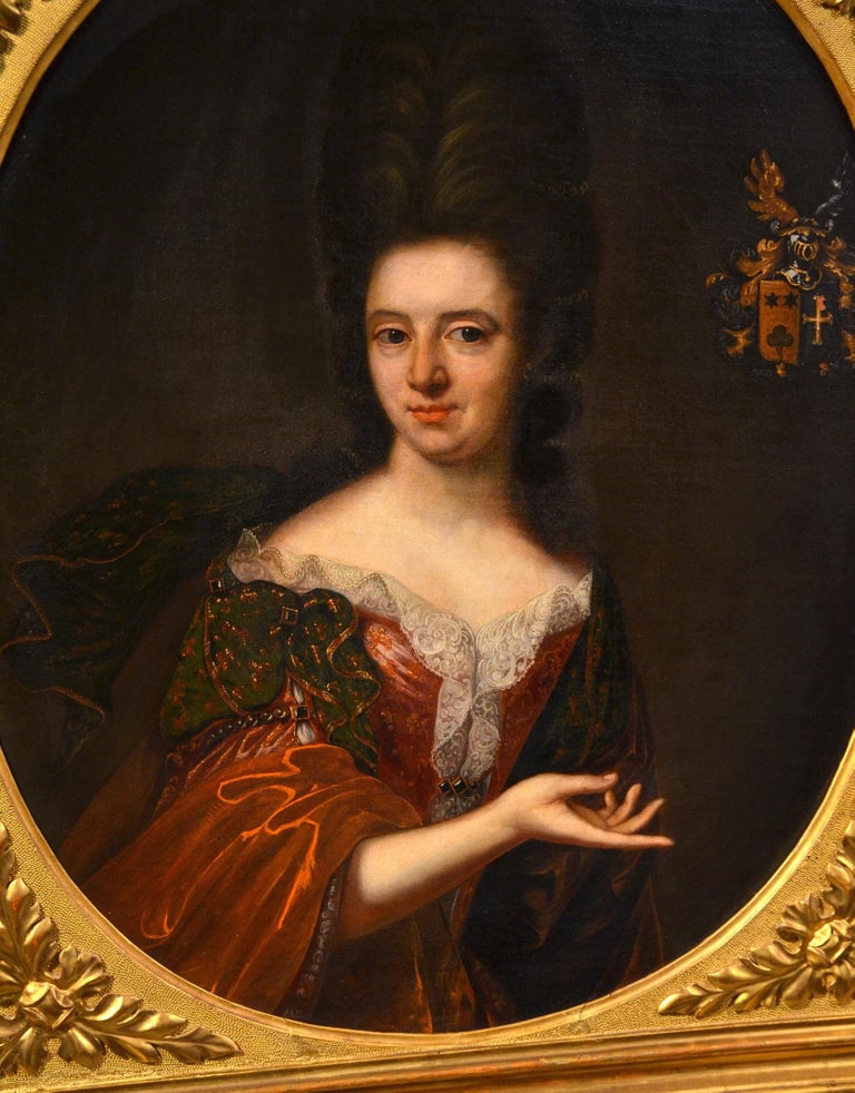 Portrait 17th Century Noble Lady Paint Oil on canvas 17th Century Italy Florence For Sale 1