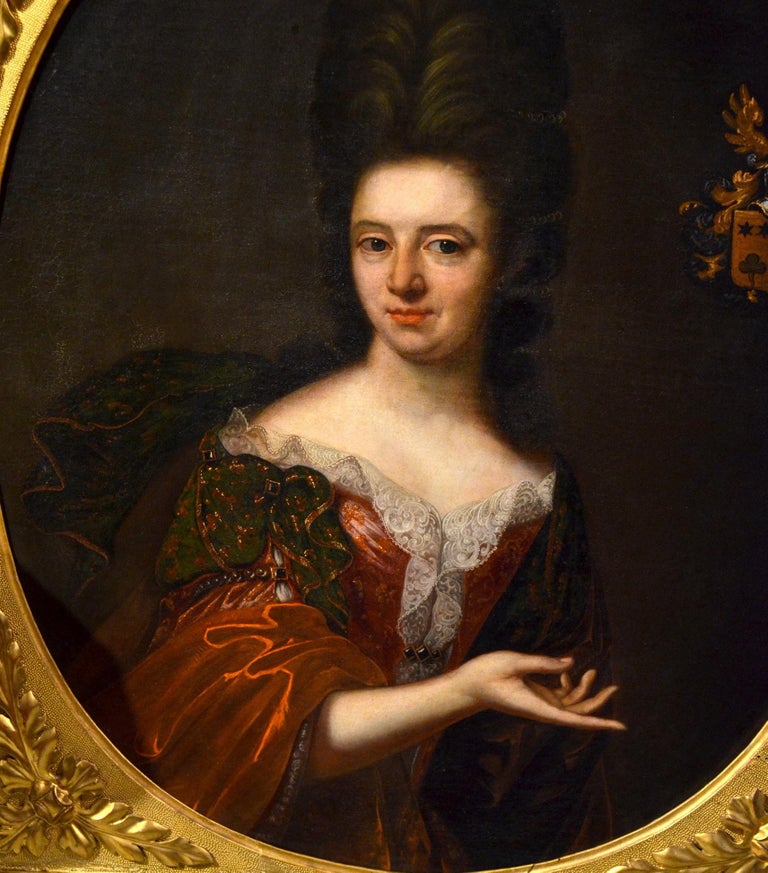 Portrait 17th Century Noble Lady Paint Oil on canvas 17th Century Italy Florence For Sale 3
