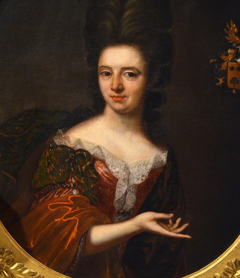 Portrait 17th Century Noble Lady Paint Oil on canvas 17th Century Italy Florence For Sale 4