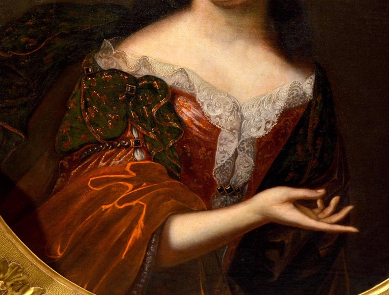 Portrait 17th Century Noble Lady Paint Oil on canvas 17th Century Italy Florence For Sale 6