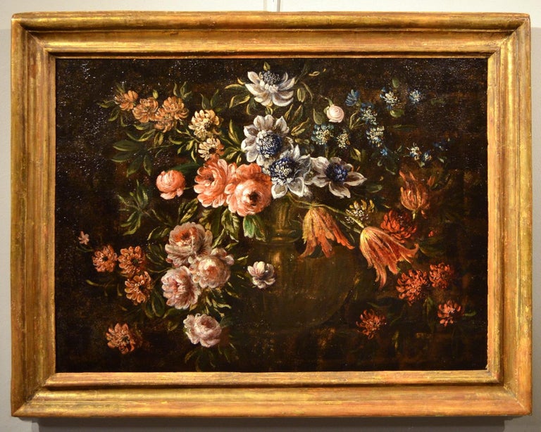 Flower Still Life Old Master 17th century Italy Paint Oil on canvas Quality Art - Painting by Felice Fortunato Biggi, known as Felice de 'Fiori (Parma 1650 - Verona 1700 ca.), cercle of