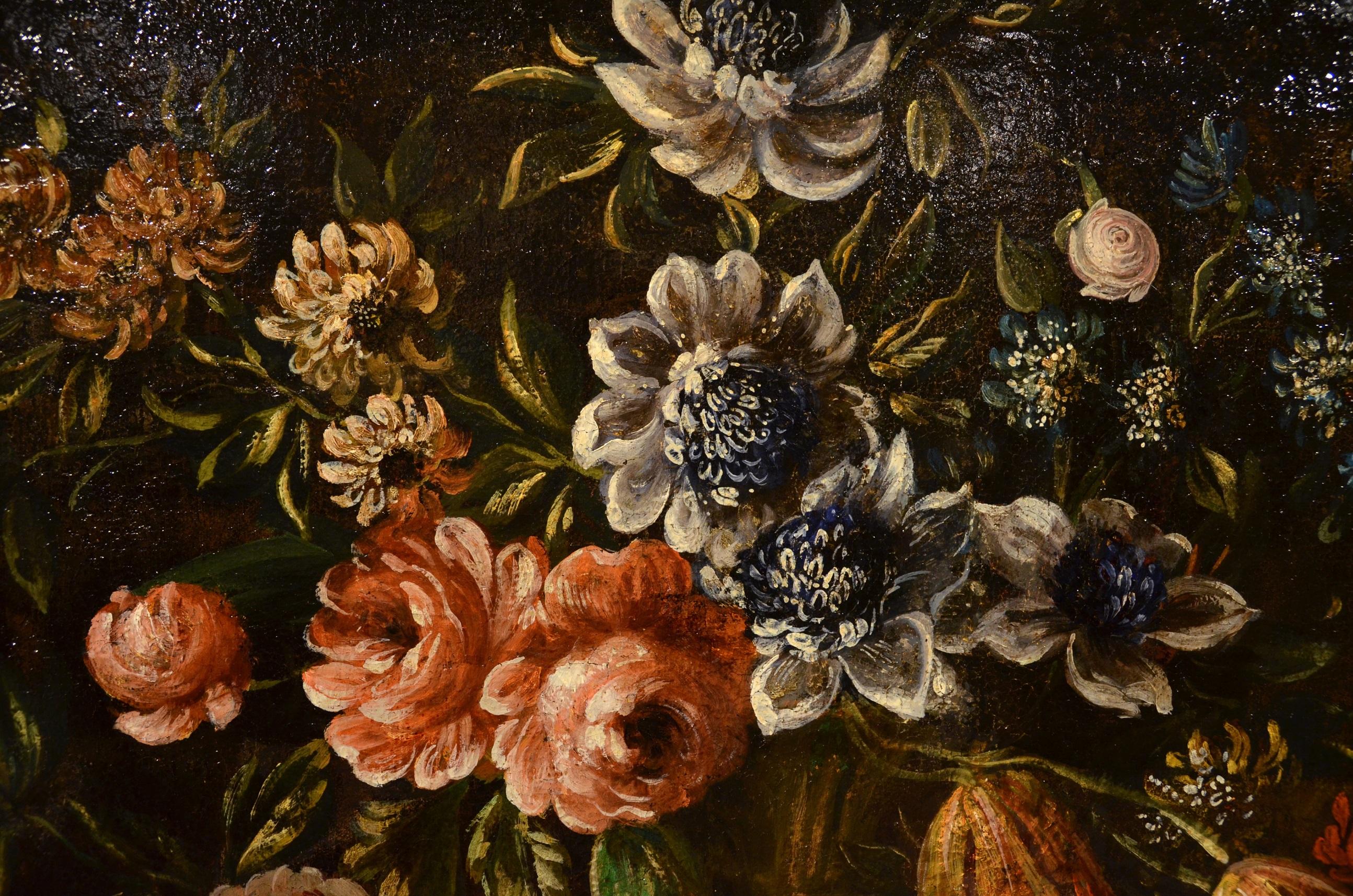 Flower Still Life Old Master 17th century Italy Paint Oil on canvas Quality Art - Old Masters Painting by Felice Fortunato Biggi, known as Felice de 'Fiori (Parma 1650 - Verona 1700 ca.), cercle of