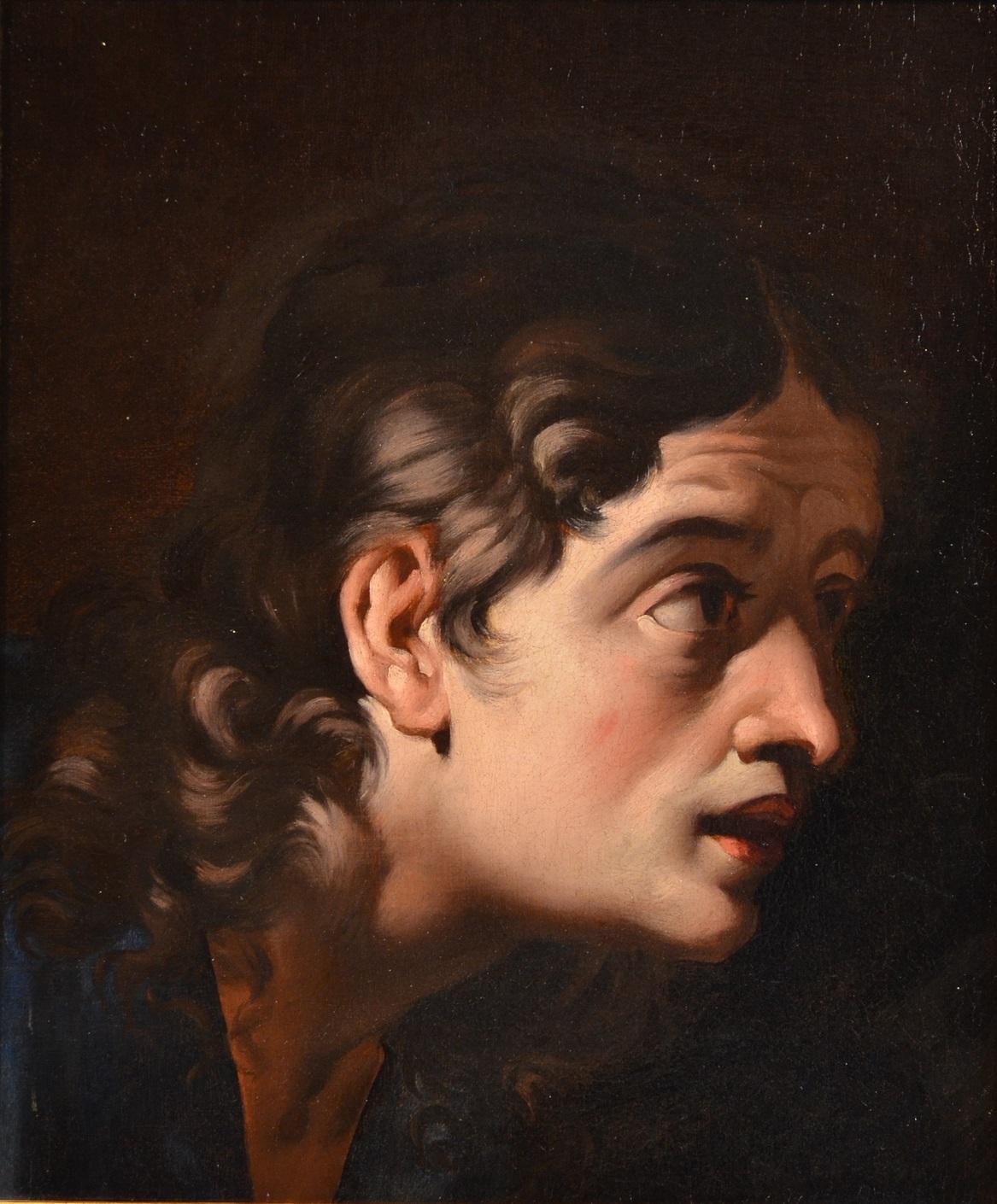 Nordic Caravaggesque of the 17th century (Utrecht School) Portrait Painting - Head Of Character Caravaggesque 17th Century Paint Oil on canvas Old master