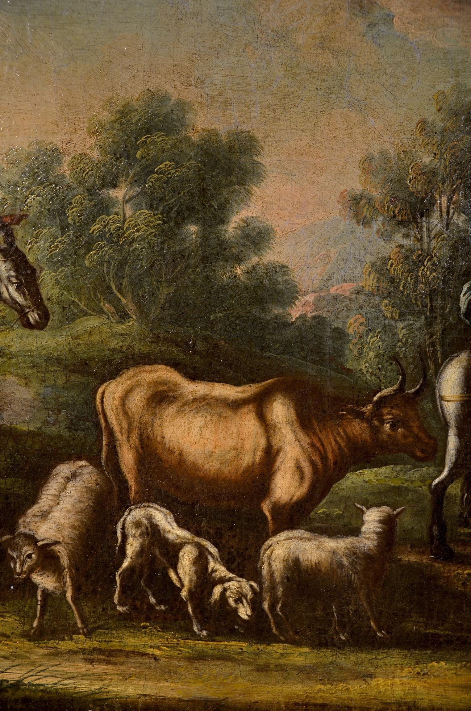 Landscape Baroque 18th Century Oil on canvas Paint Shepherds Italy Cignaroli For Sale 11
