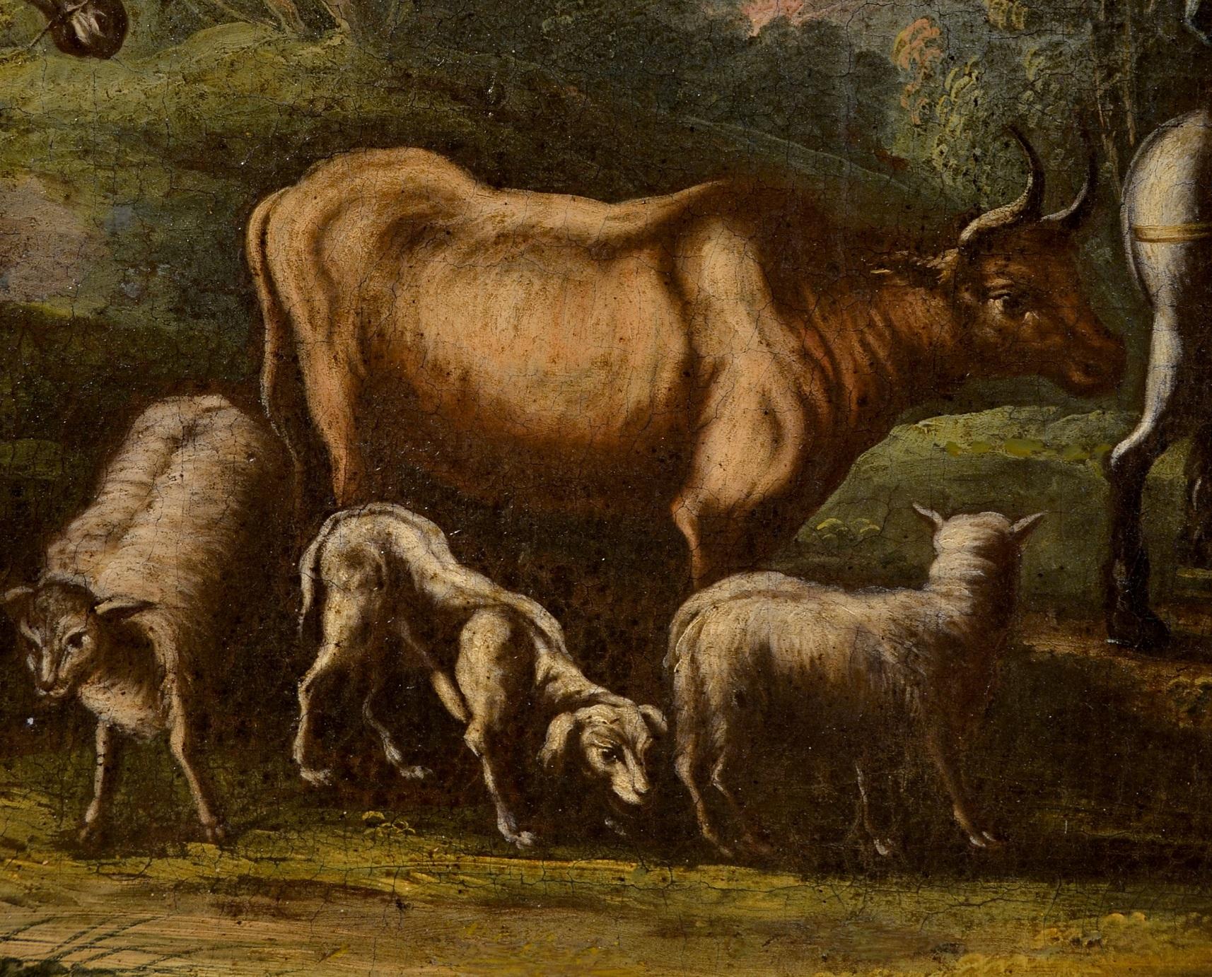 Landscape Baroque 18th Century Oil on canvas Paint Shepherds Italy Cignaroli For Sale 12
