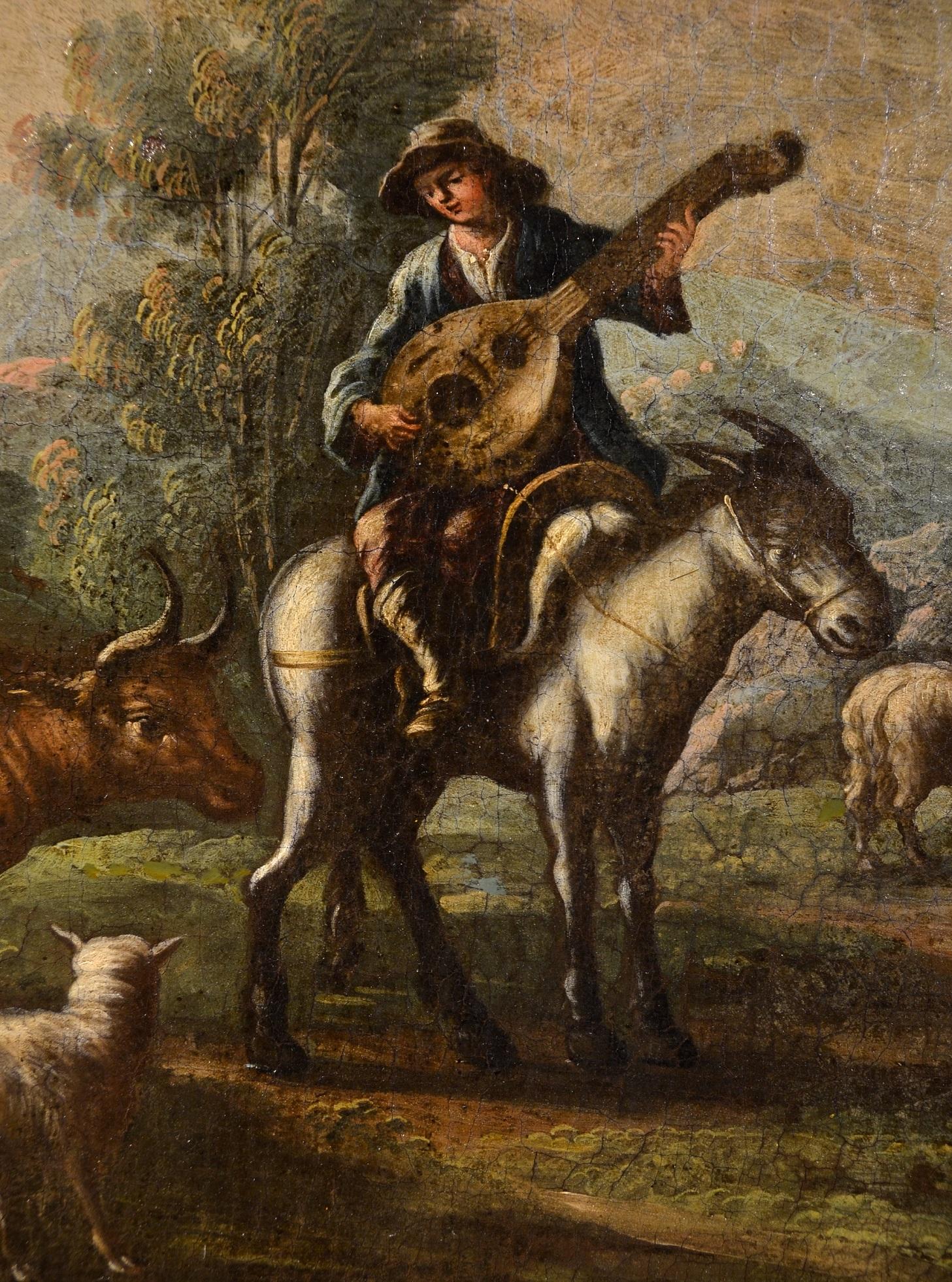 Landscape Baroque 18th Century Oil on canvas Paint Shepherds Italy Cignaroli For Sale 13