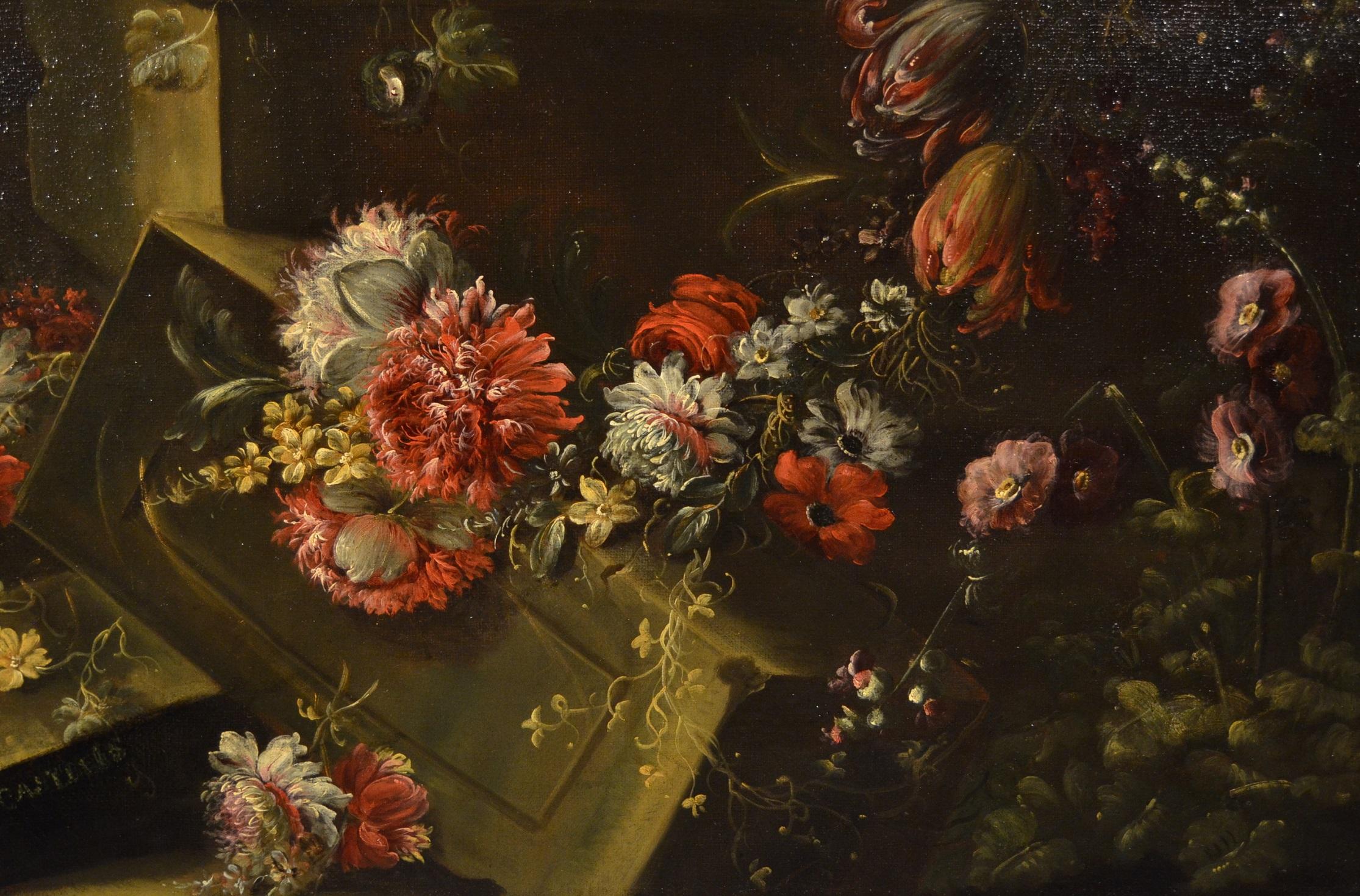 Pieter Casteels III 'Signed' Floral Still Life Old master Paint 18th Century Art - Black Still-Life Painting by Pieter Casteels III (Antwerp 1684 - 1749 Richmond)