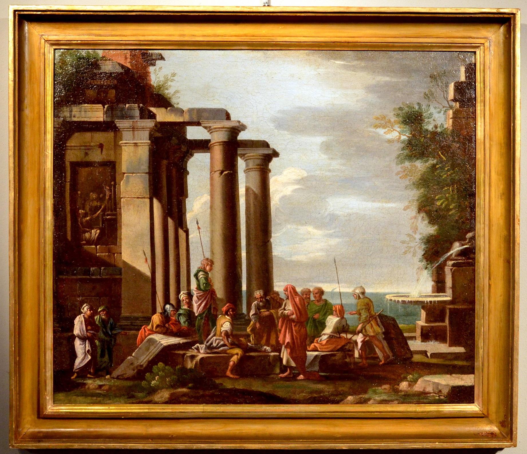 Ghisolfi Gemälde Öl auf Leinwand, alter Meister, 17. Jahrhundert, architektonische Capriccio-Kunst – Painting von Giovanni Ghisolfi (Milan 1623 - 1683)