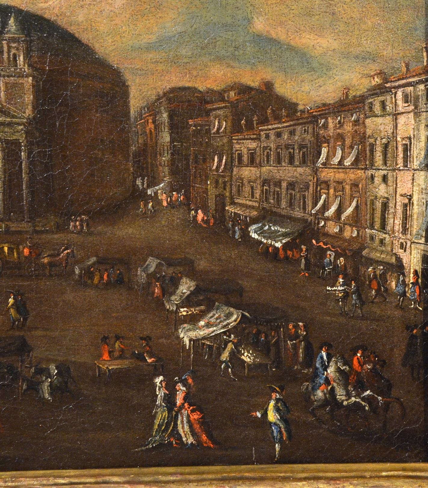 Vetturali Landscape Rome Pantheon Paint OIl on canvas Old master 18th Century - Old Masters Painting by Gaetano Vetturali 