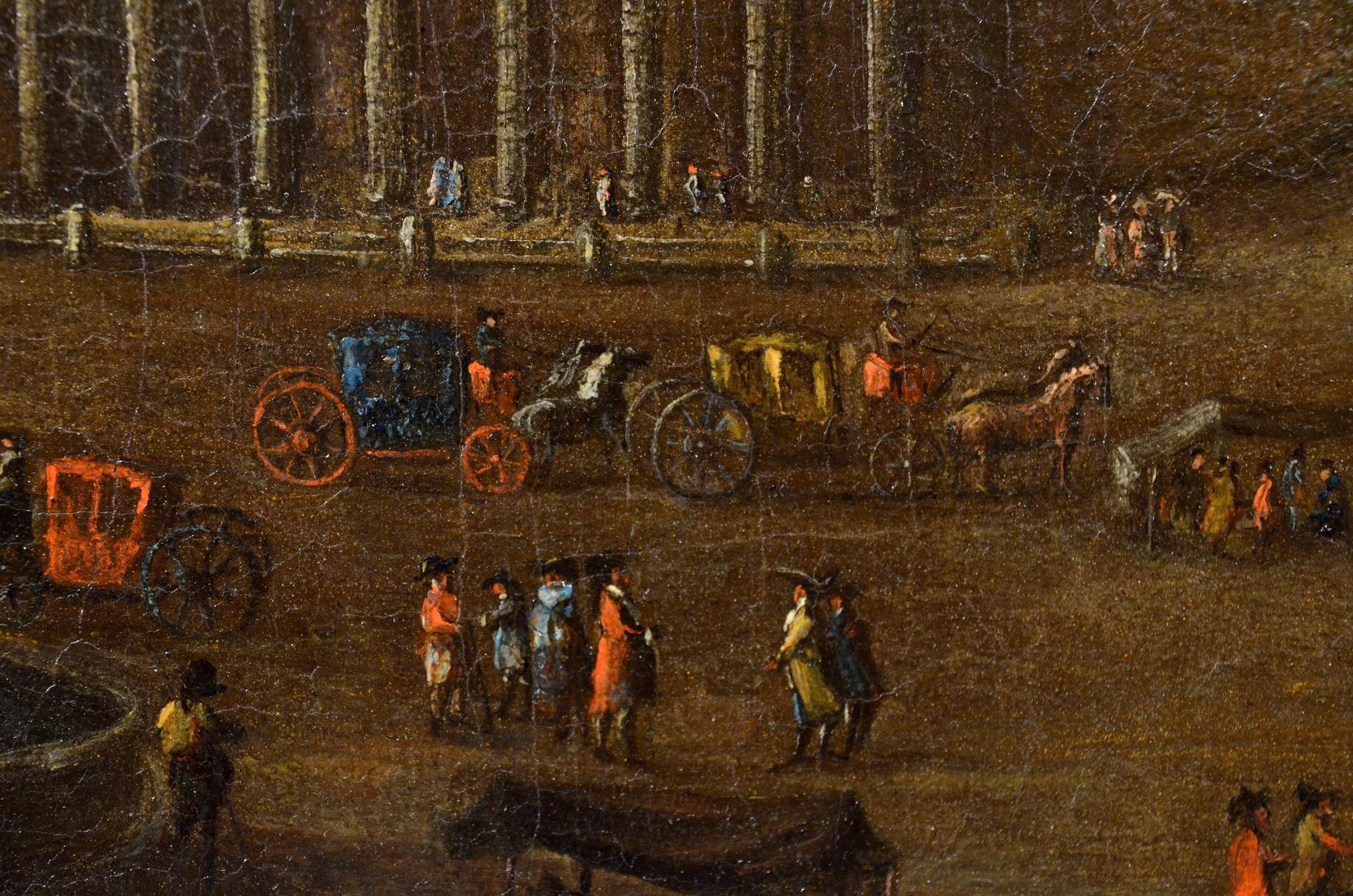 Vetturali Landscape Rome Pantheon Paint OIl on canvas Old master 18th Century 4